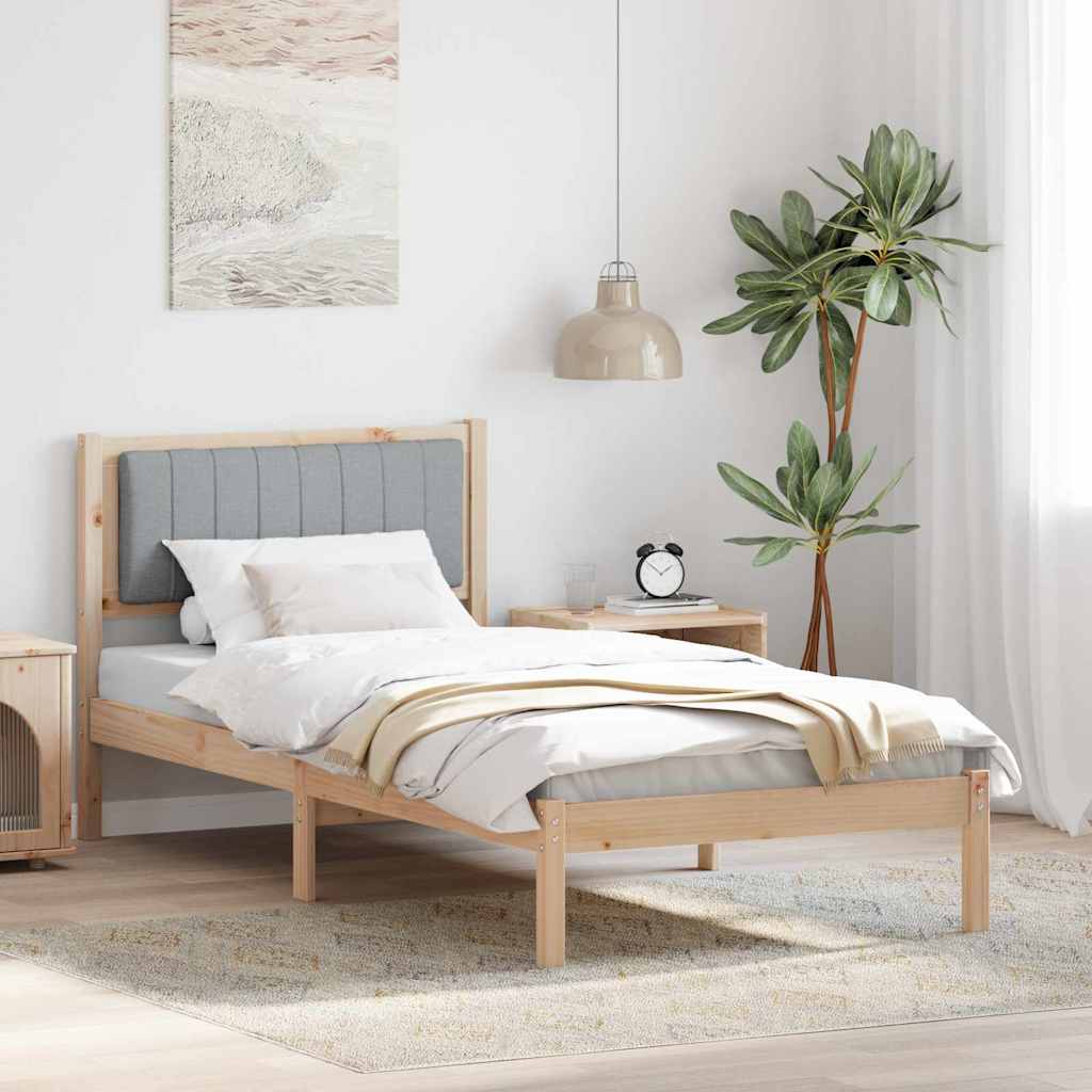 Sengeramme med Polstret Hodegjerde Lysegrå 90 x 190 cm
