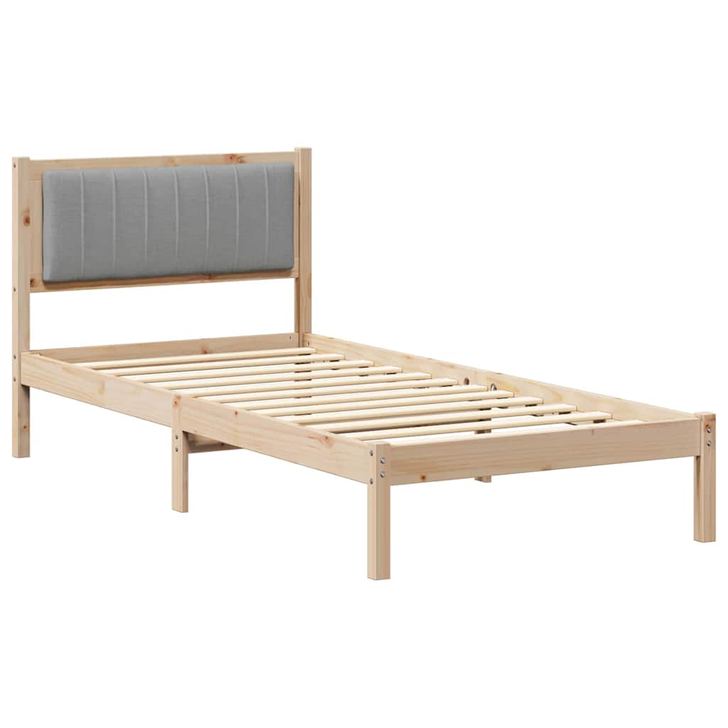 Sengeramme med Polstret Hodegjerde Lysegrå 90 x 190 cm