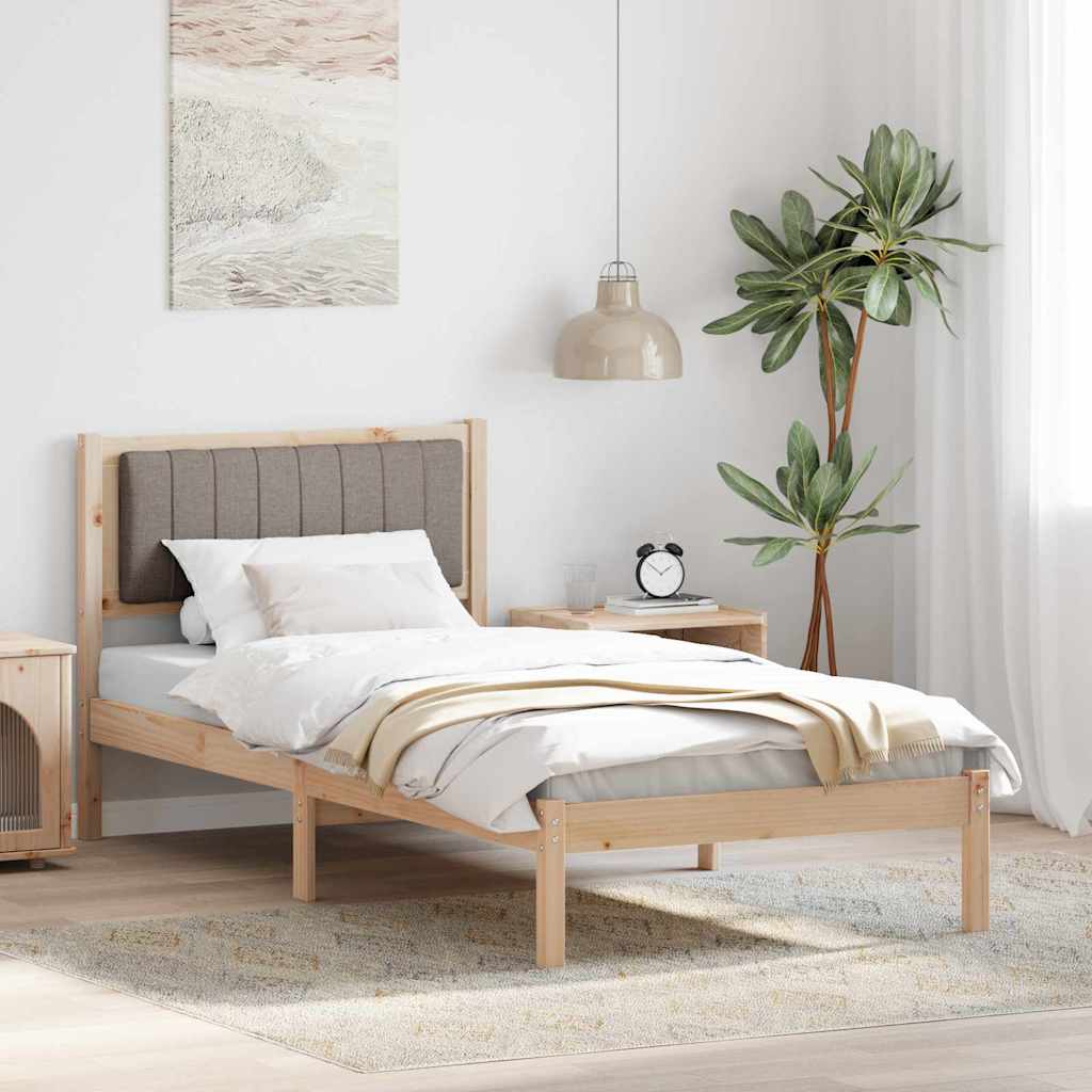 Sengeramme med Polstret Hodegjerde Gråbrun 90 x 190 cm