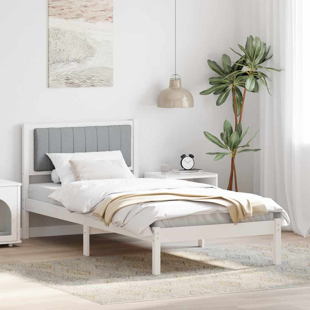 Sengeramme med Polstret Hodegjerde Lysegrå 90 x 190 cm