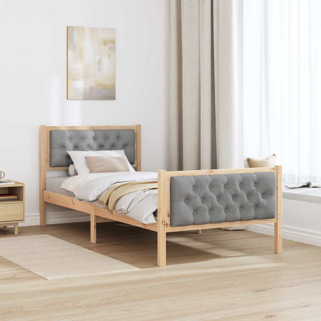 Sengestamme med hodegjerde Lysegrå 90 x 200 cm Massiv furu