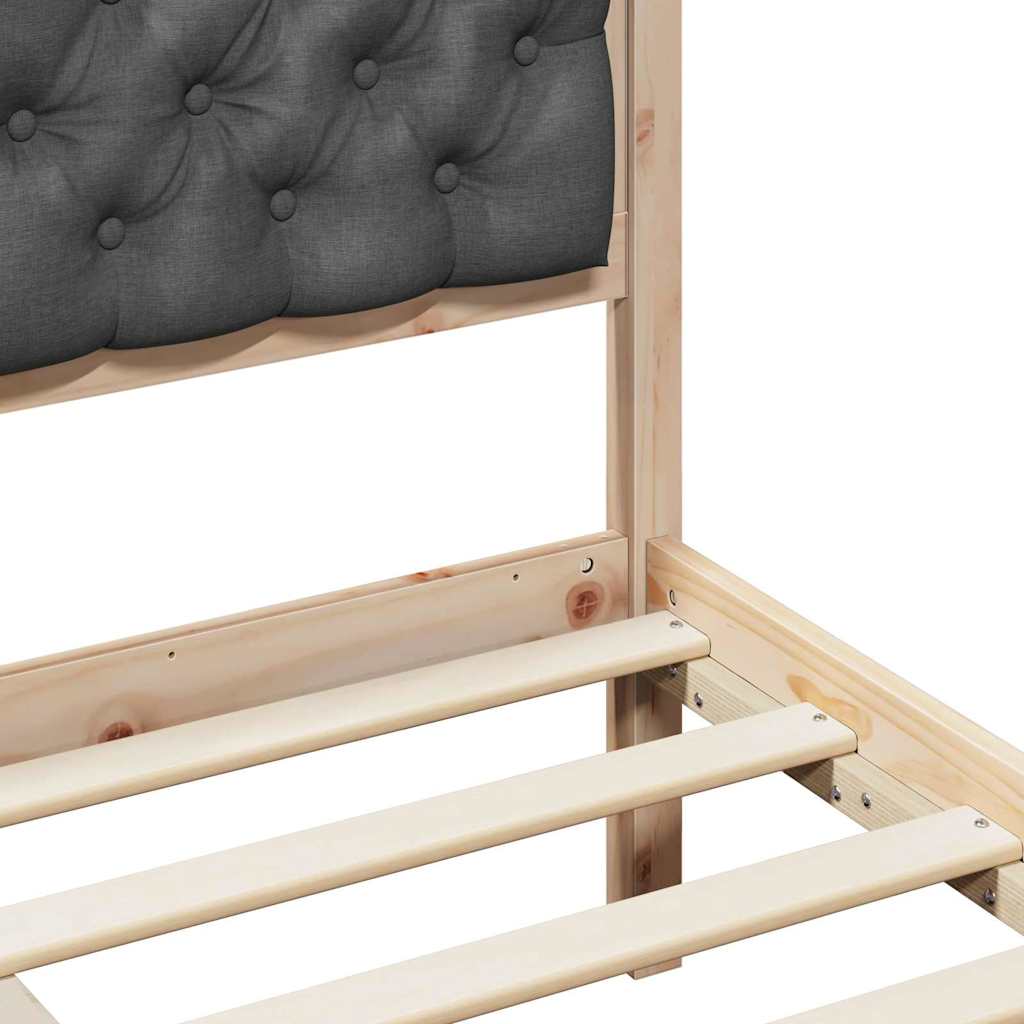 Sengestamme med hodegjerde Mørkegrå 90 x 200 cm Massiv furu