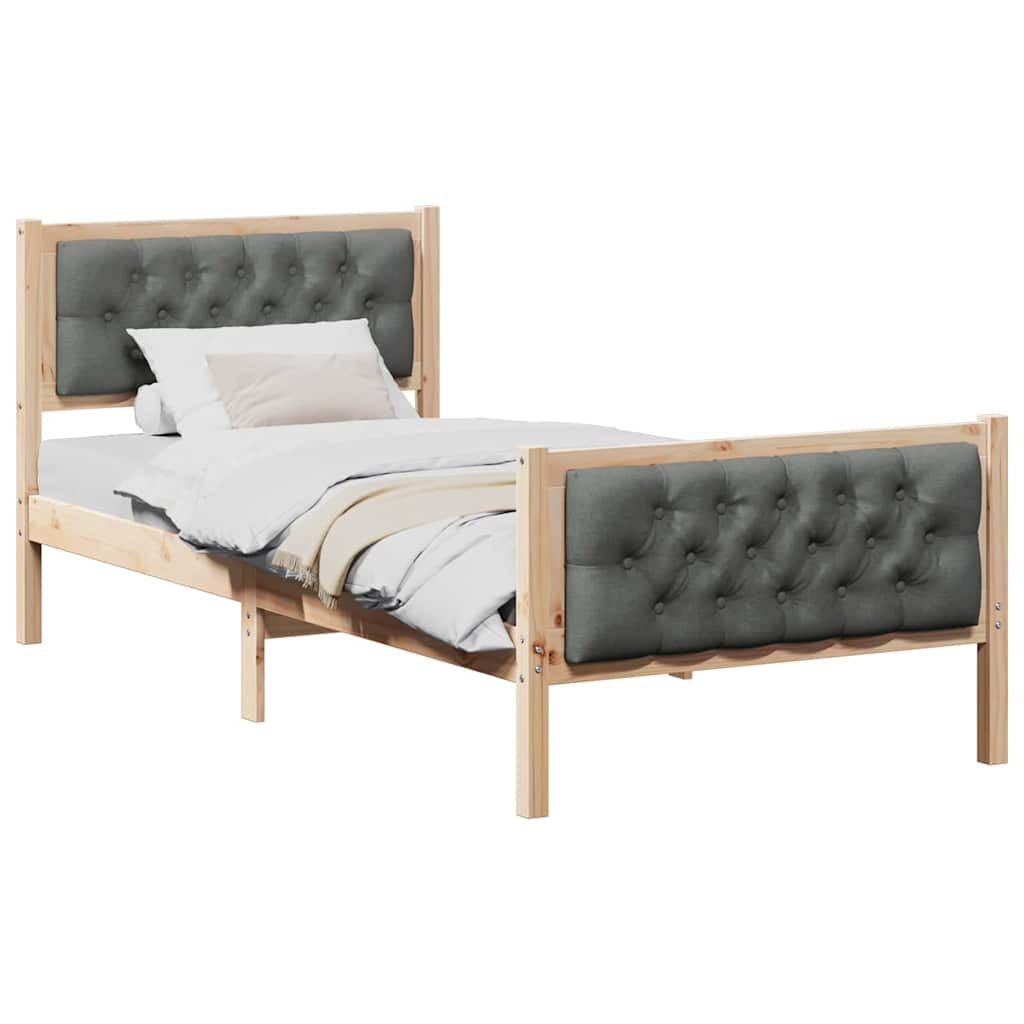 Sengestamme med hodegjerde Mørkegrå 90 x 200 cm Massiv furu