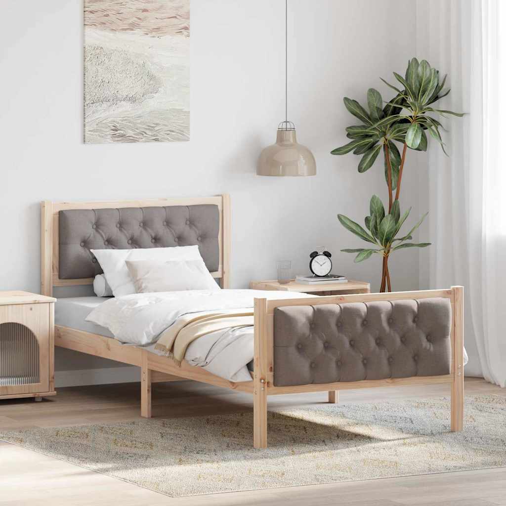 Sengestamme med hodegjerde Gråbrun 90 x 200 cm Massiv furu