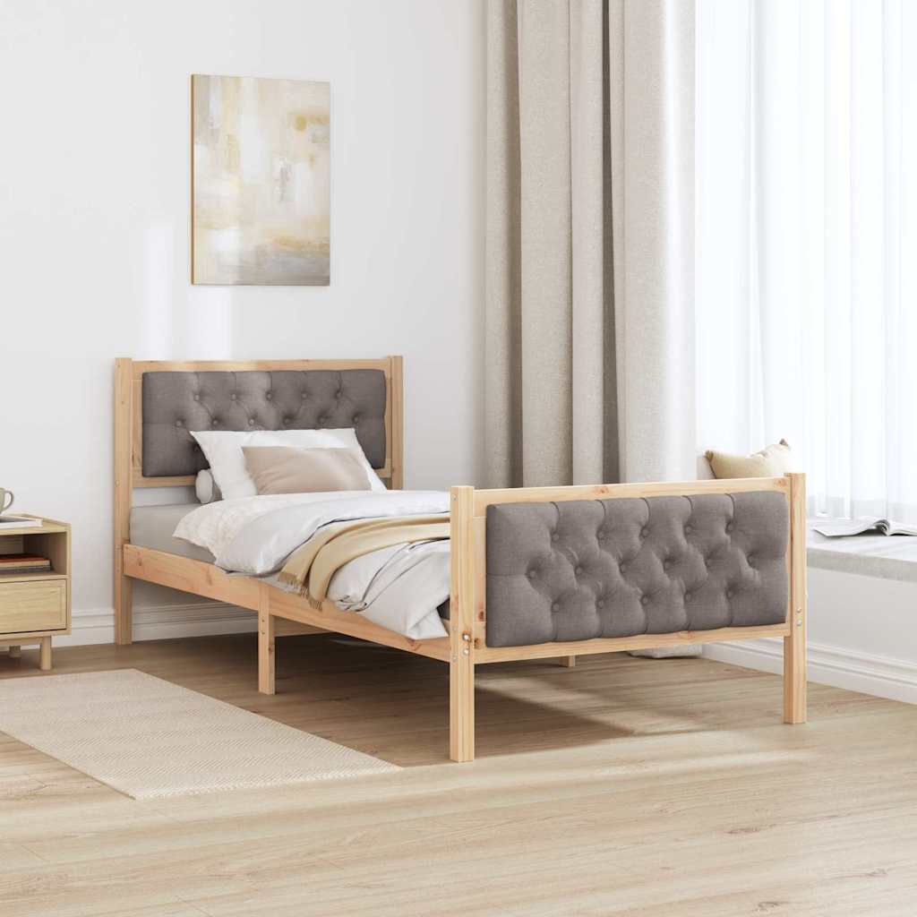 Sengestamme med hodegjerde Gråbrun 90 x 200 cm Massiv furu