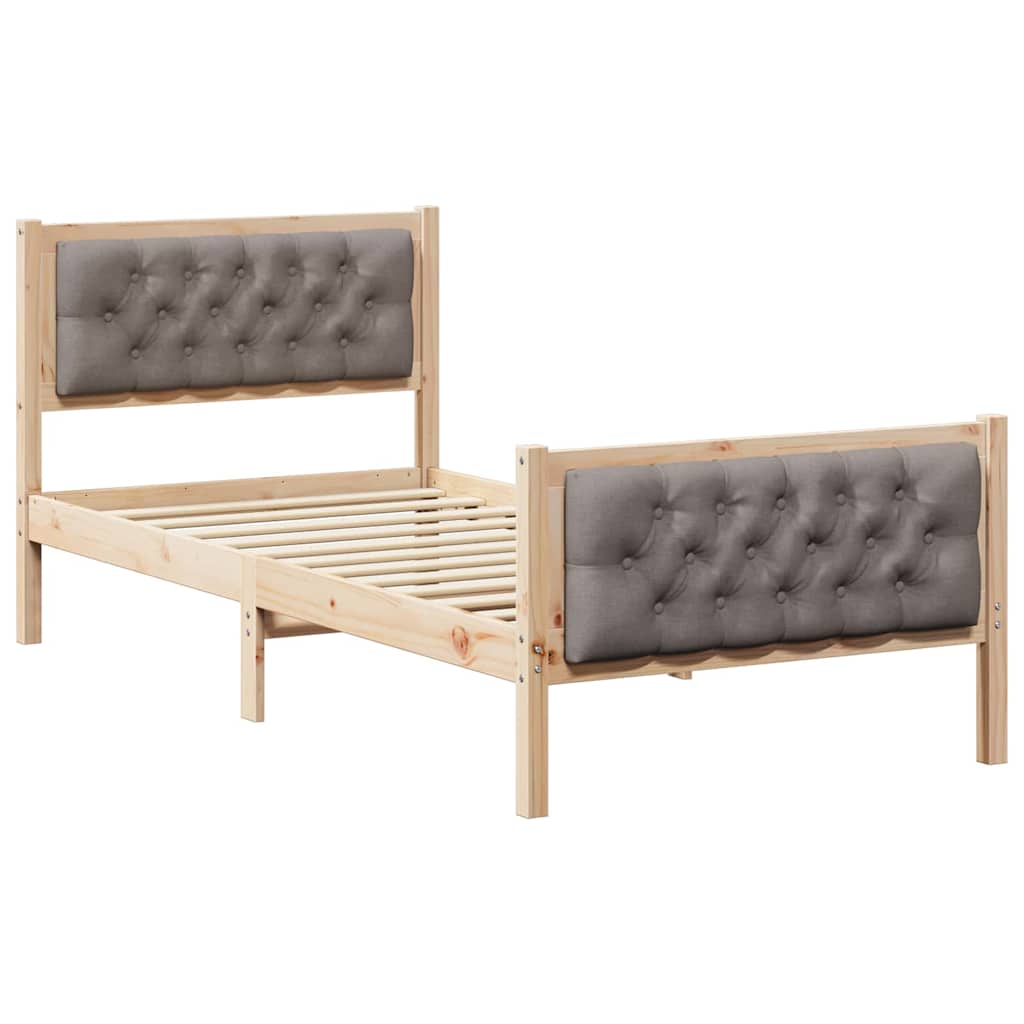 Sengestamme med hodegjerde Gråbrun 90 x 200 cm Massiv furu