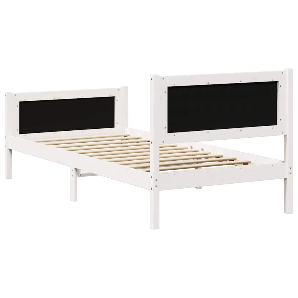 Sengestamme med hodegjerde Lysegrå 90 x 200 cm Massiv furu