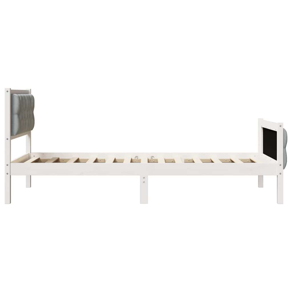 Sengestamme med hodegjerde Lysegrå 90 x 200 cm Massiv furu