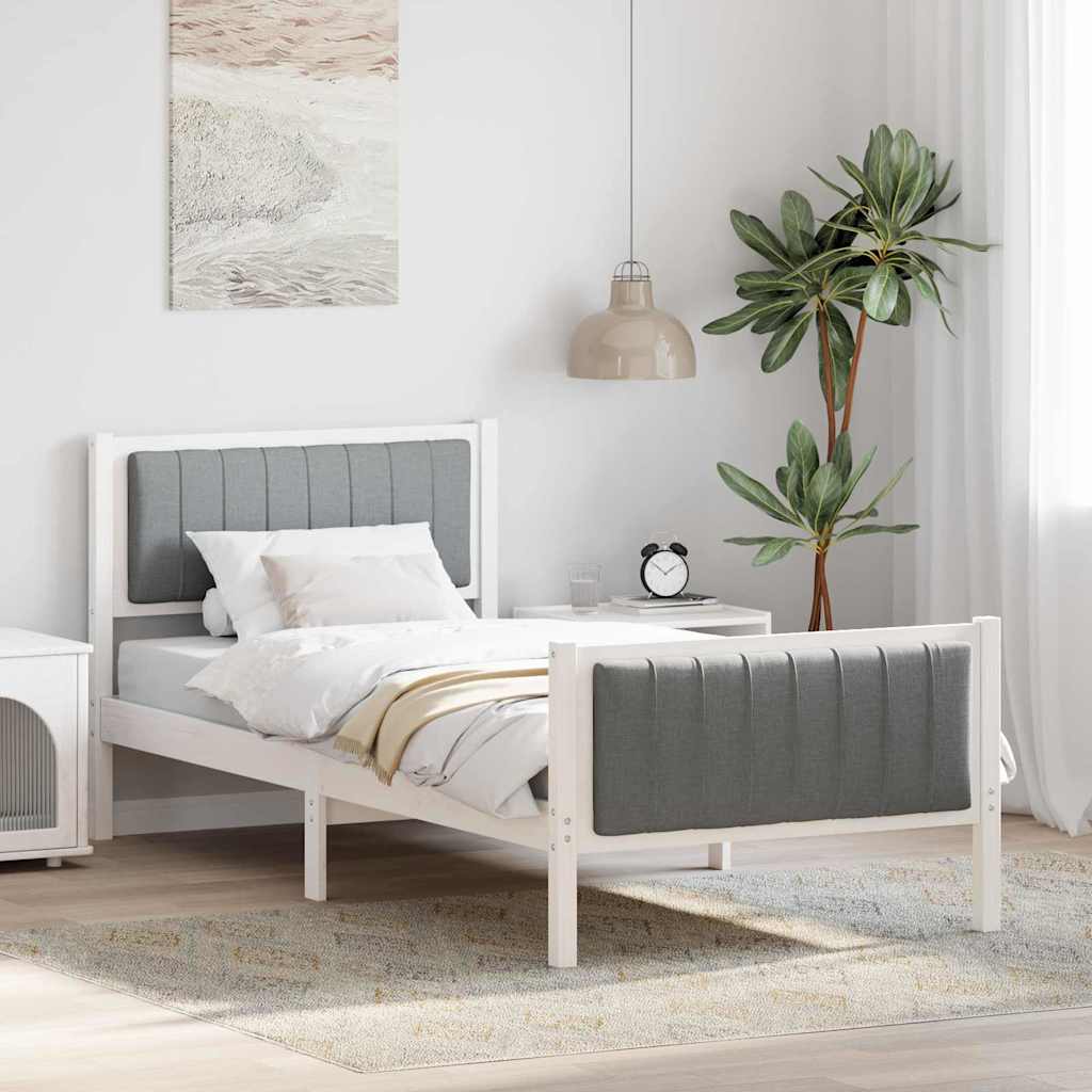 Sengestamme Hvit og lysegrå 90 x 200 cm Heltre furu