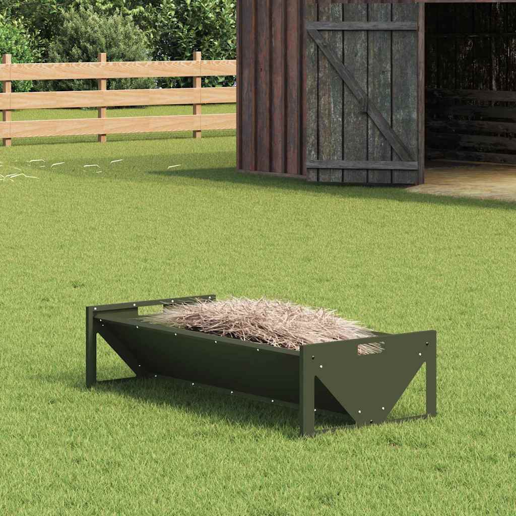 Fôringsgrøft for husdyr Olivengrønn 108 x 50 x 28 cm