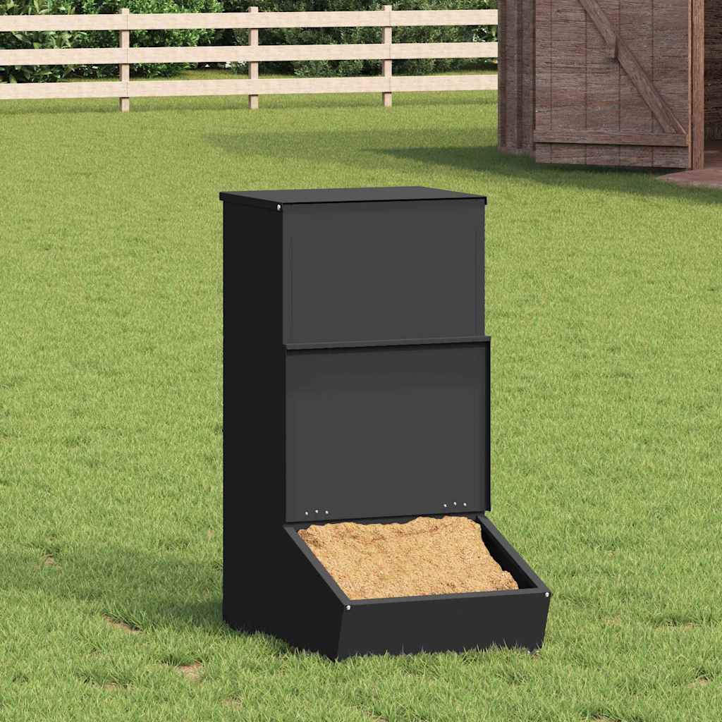 Fôringsautomat for Svin Svart 55 x 38 x 76 cm Kaldvalsget Stål