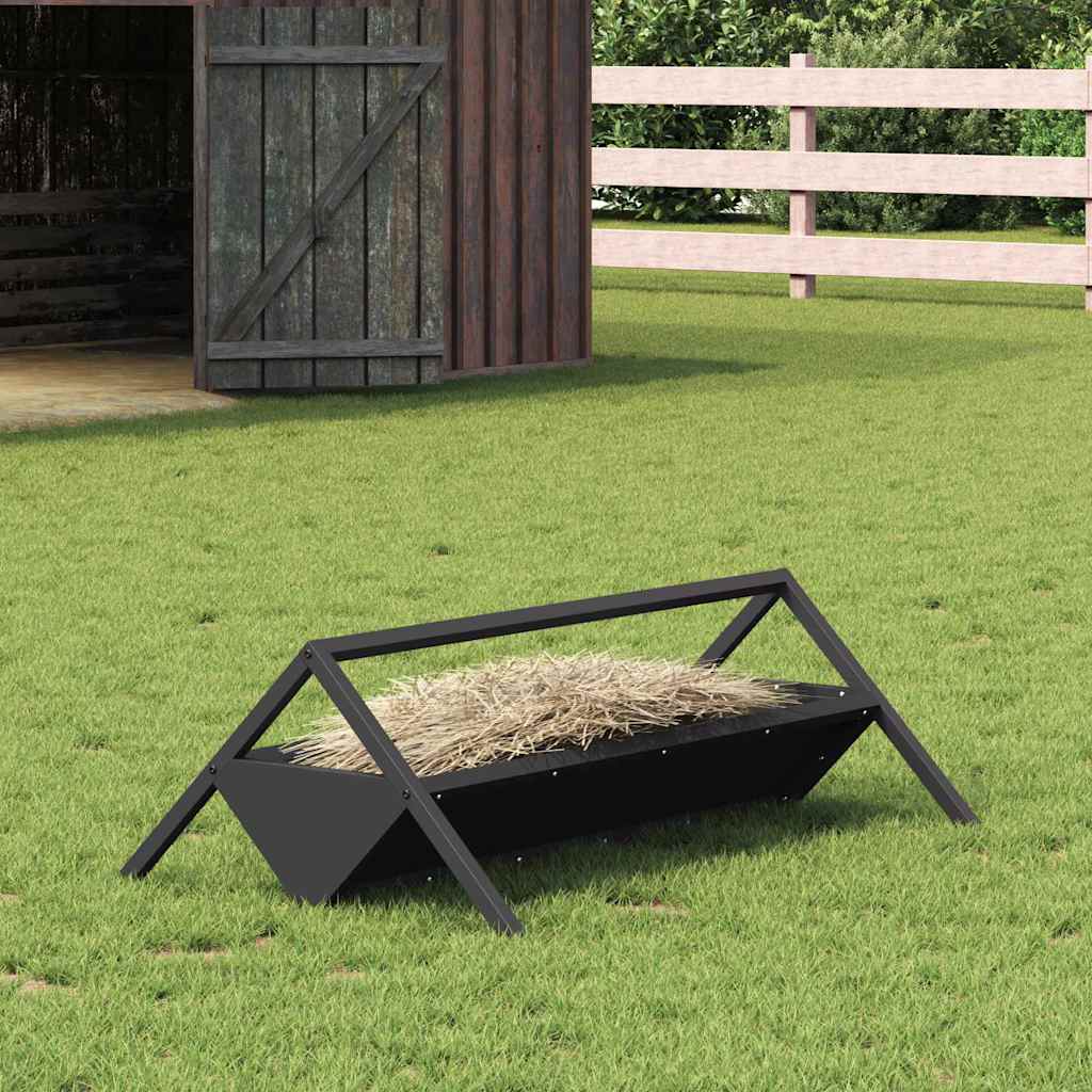 Fôringsgrøft for husdyr Svart 111 x 76 x 38 cm Kaldvalsget Stål