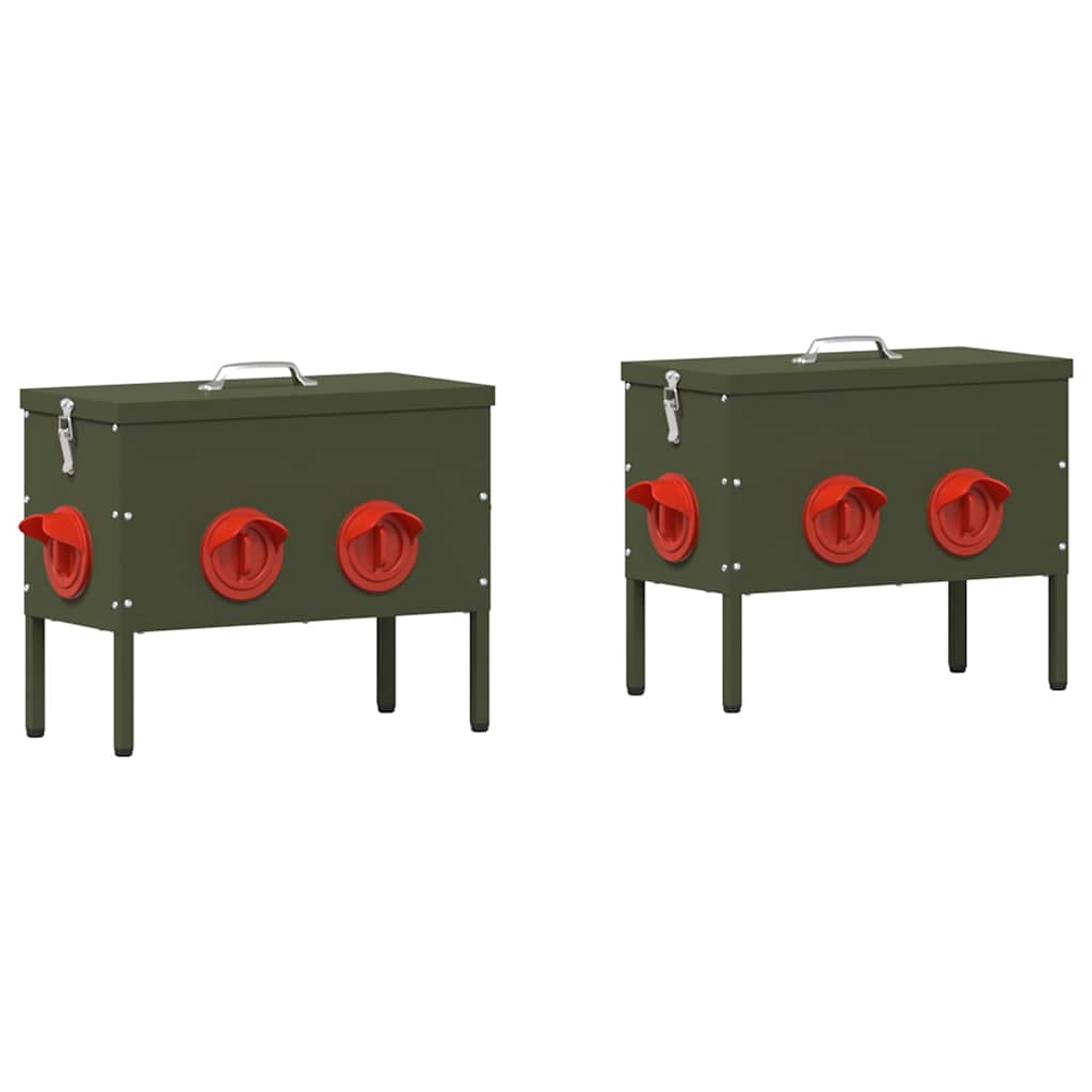 Hønsefutteral 2 pcs Olivengrønn 41,5 x 20,5 x 33 cm