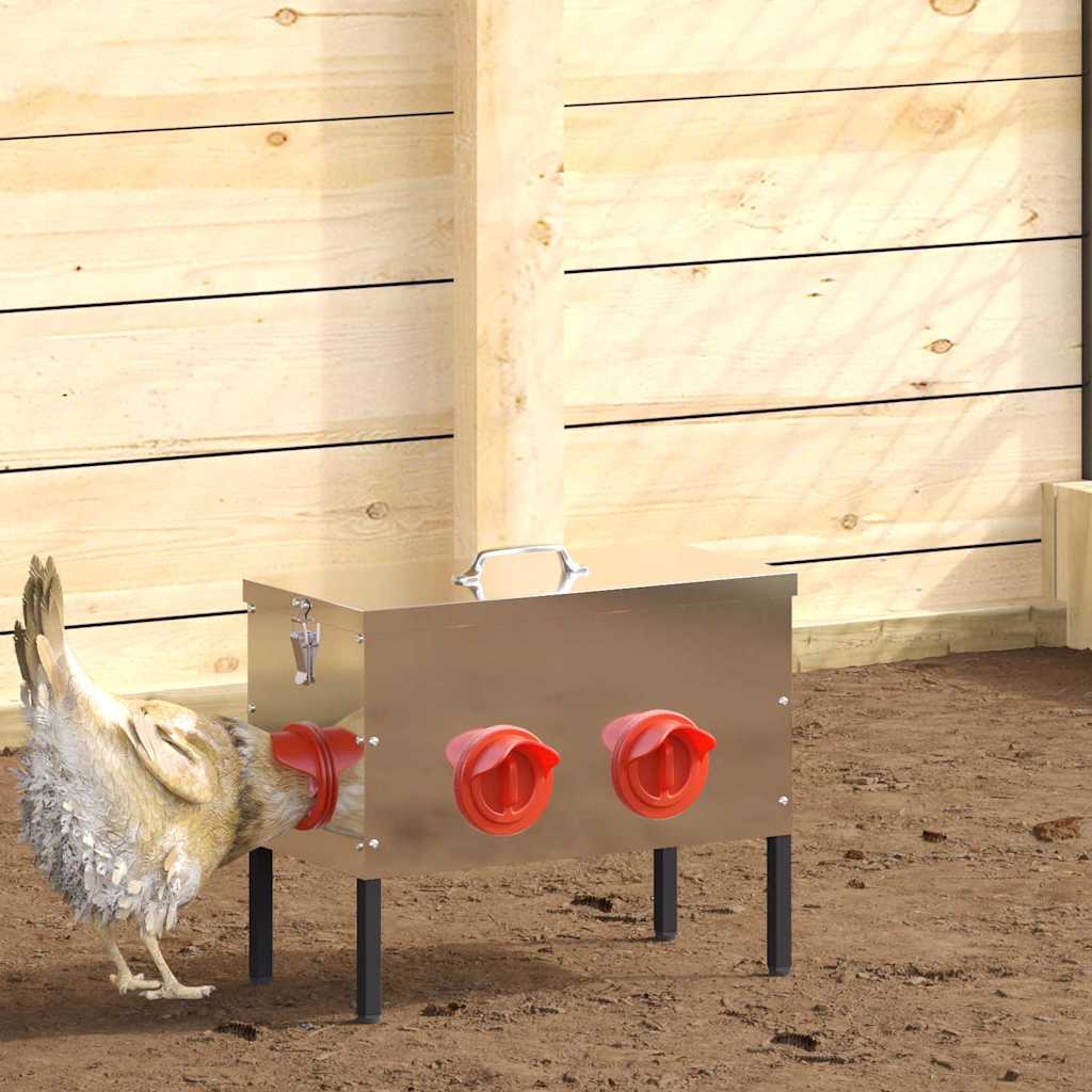 Hønsefutteral 2 pcs sølv 41,5 x 20,5 x 33 cm Galvanisert Stål