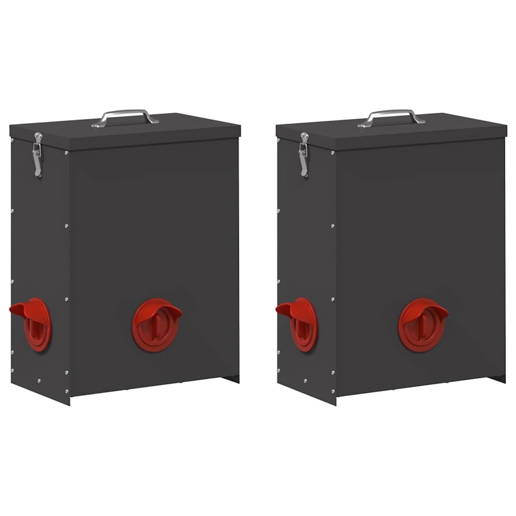 Hønsefutteral 2 pcs Svart 32,5 x 20,5 x 43 cm Kaldvalsget Stål