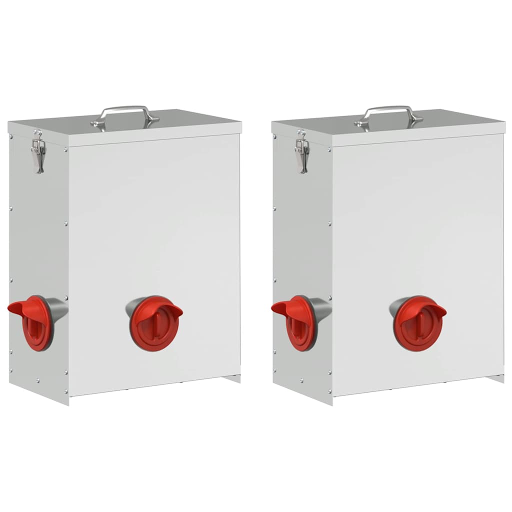 Hønsefutteral 2 pcs sølv 32,5 x 20,5 x 43 cm Galvanisert Stål