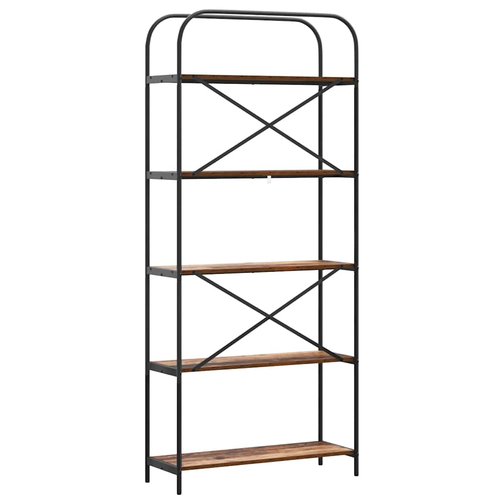 Bokhylle 5 nivåer 80 x 30 x 183 cm Konstruert tre Gammelt tre