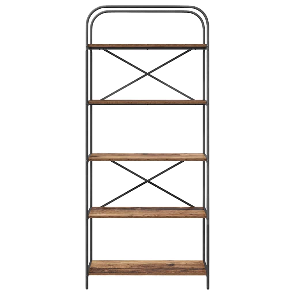 Bokhylle 5 nivåer 80 x 30 x 183 cm Konstruert tre Gammelt tre