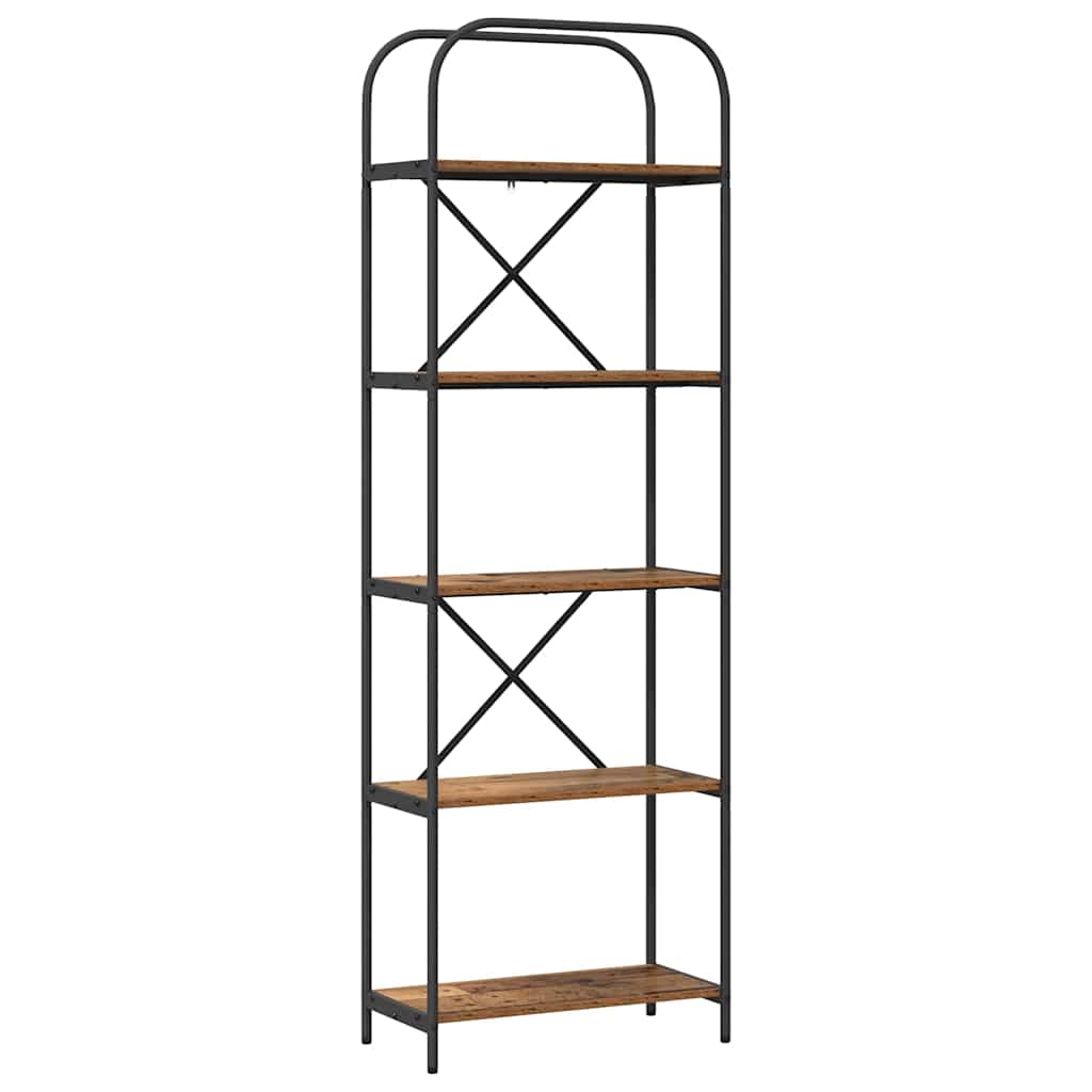 Bokhylle 5 nivåer 60 x 30 x 183 cm Konstruert tre Gammelt tre
