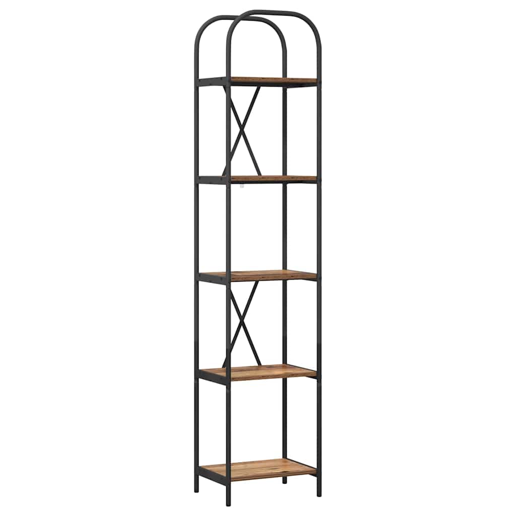 Bokhylle 5 nivåer 40 x 30 x 183 cm Konstruert tre Gammelt tre