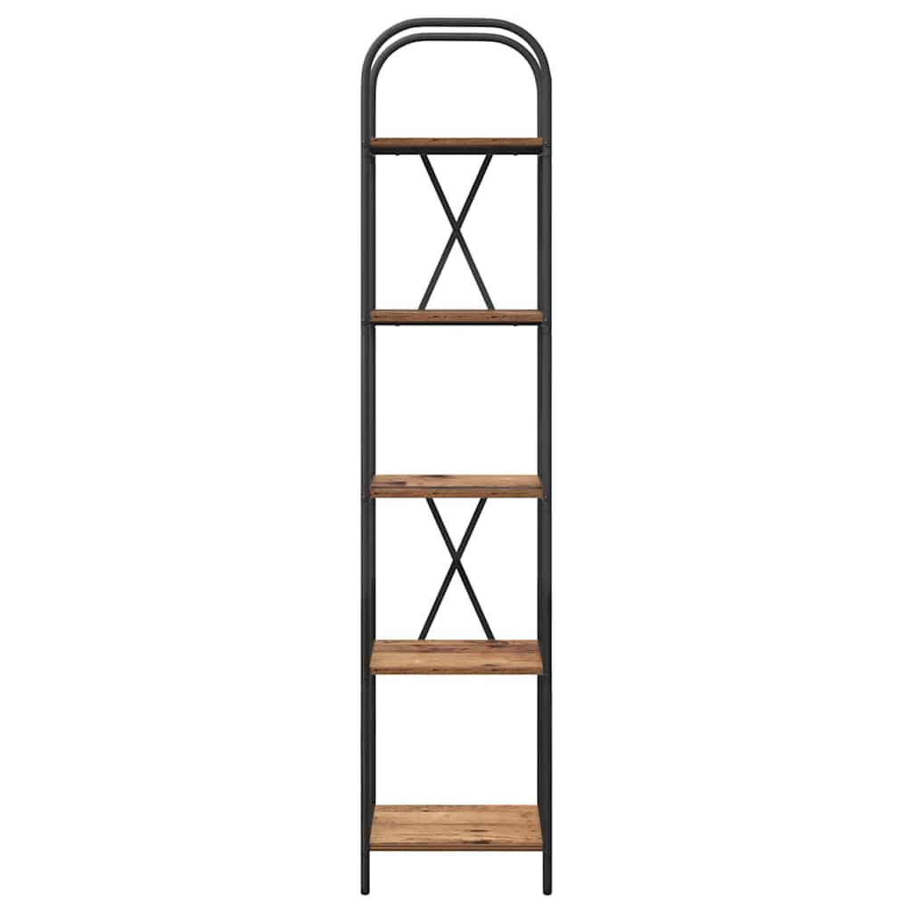 Bokhylle 5 nivåer 40 x 30 x 183 cm Konstruert tre Gammelt tre