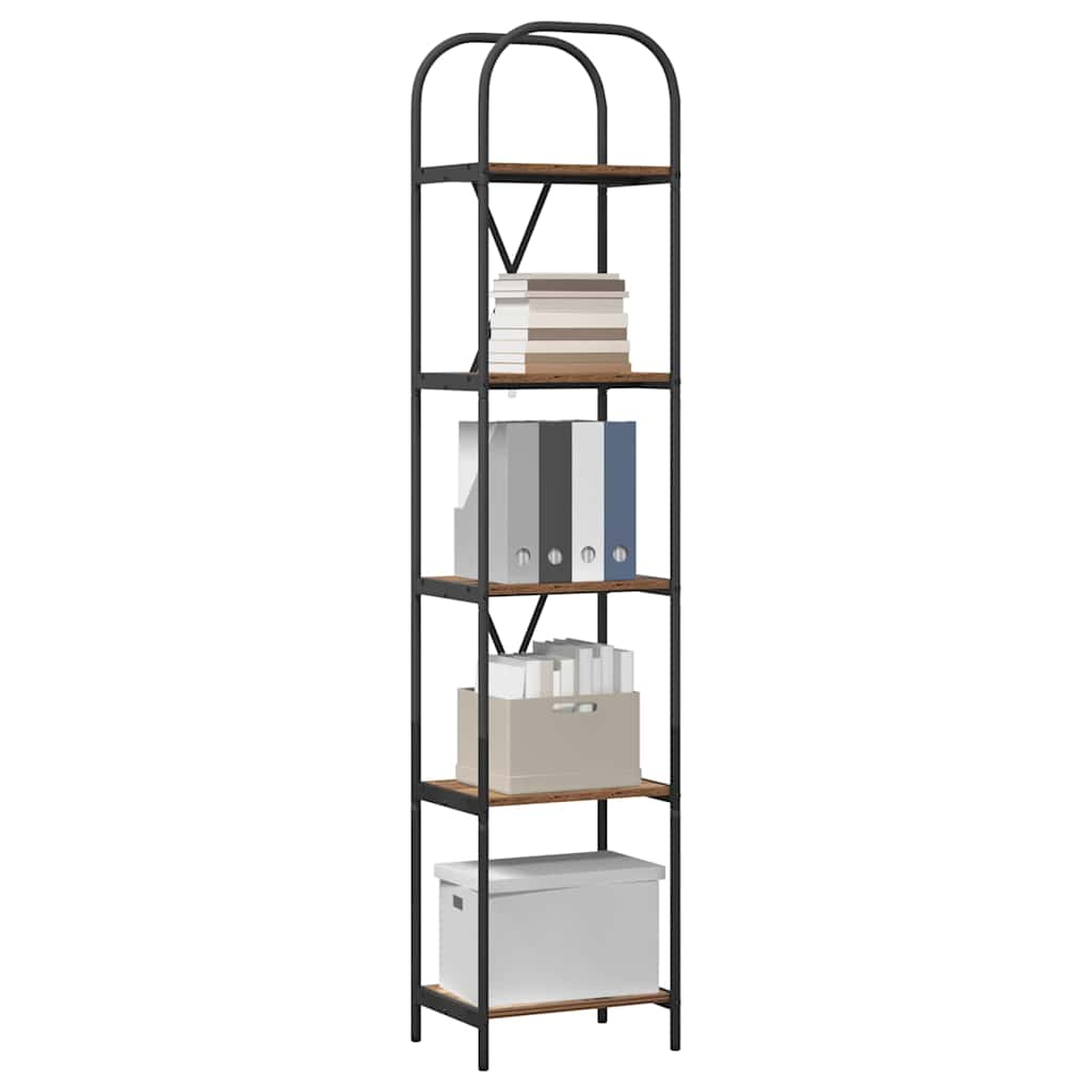 Bokhylle 5 nivåer 40 x 30 x 183 cm Konstruert tre Gammelt tre