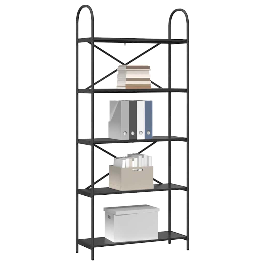 Bokhylle Svart Eik 80 x 30 x 183 cm Konstruert tre