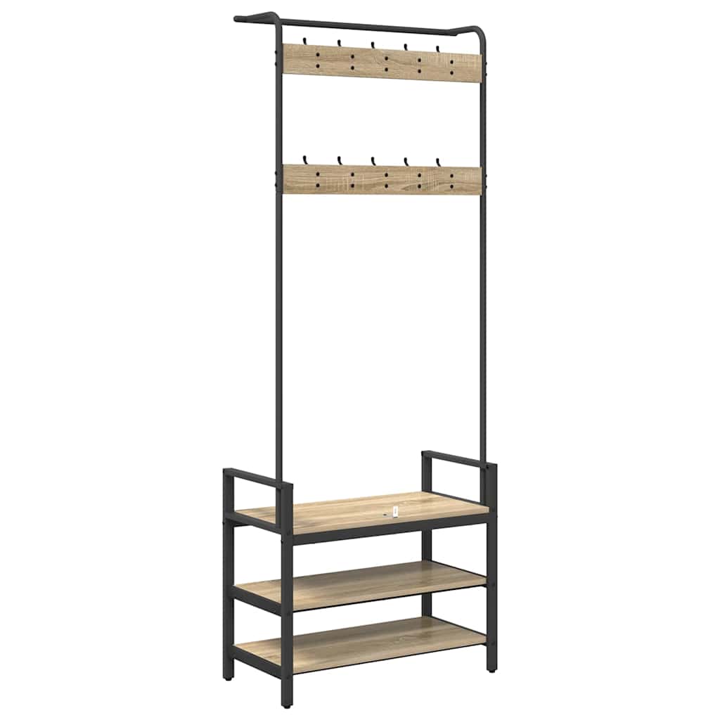 Kleshenger med hylle Sonoma eik 75 x 34 x 184 cm Konstruert tre