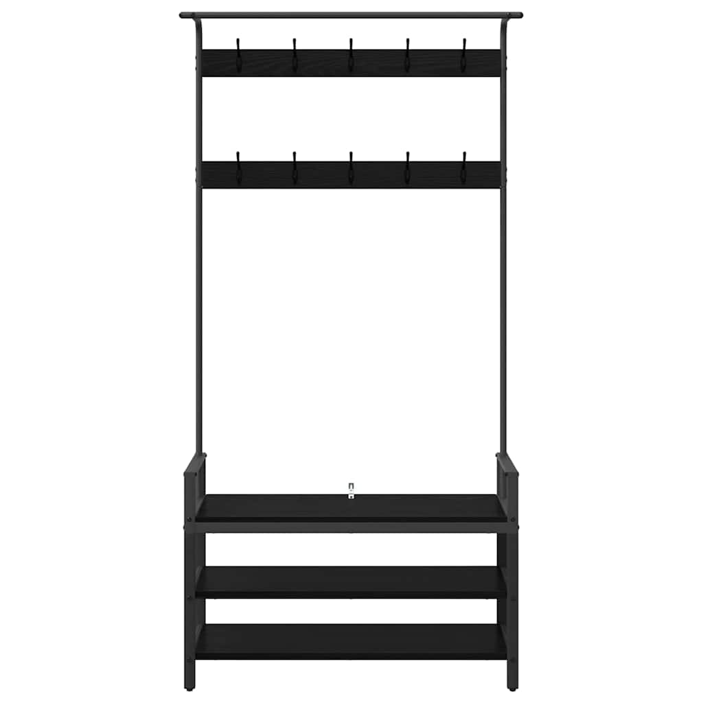 Kleshenger med hylle Svart eik 95 x 34 x 184 cm Konstruert tre