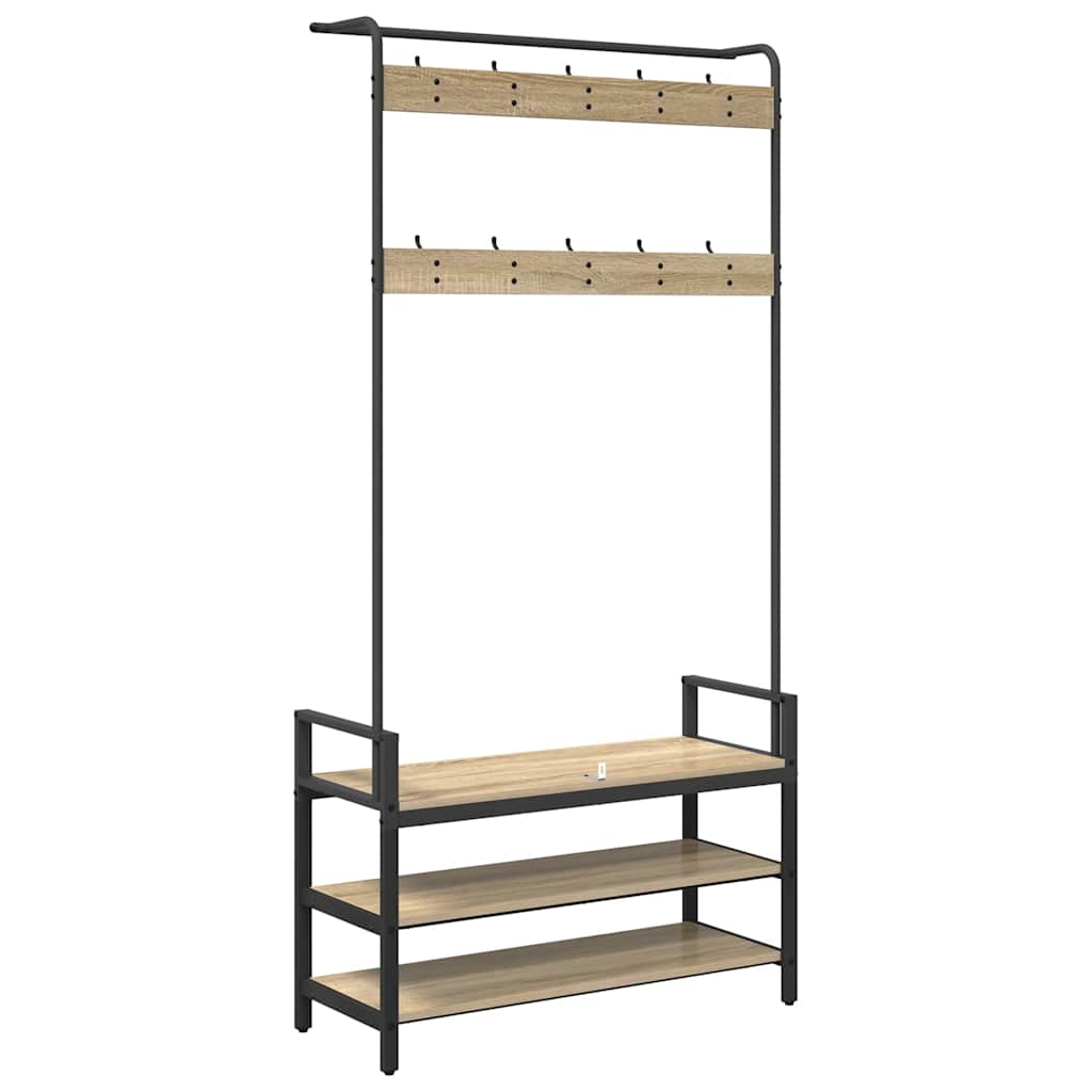 Kleshenger med hylle Sonoma eik 95 x 34 x 184 cm Konstruert tre