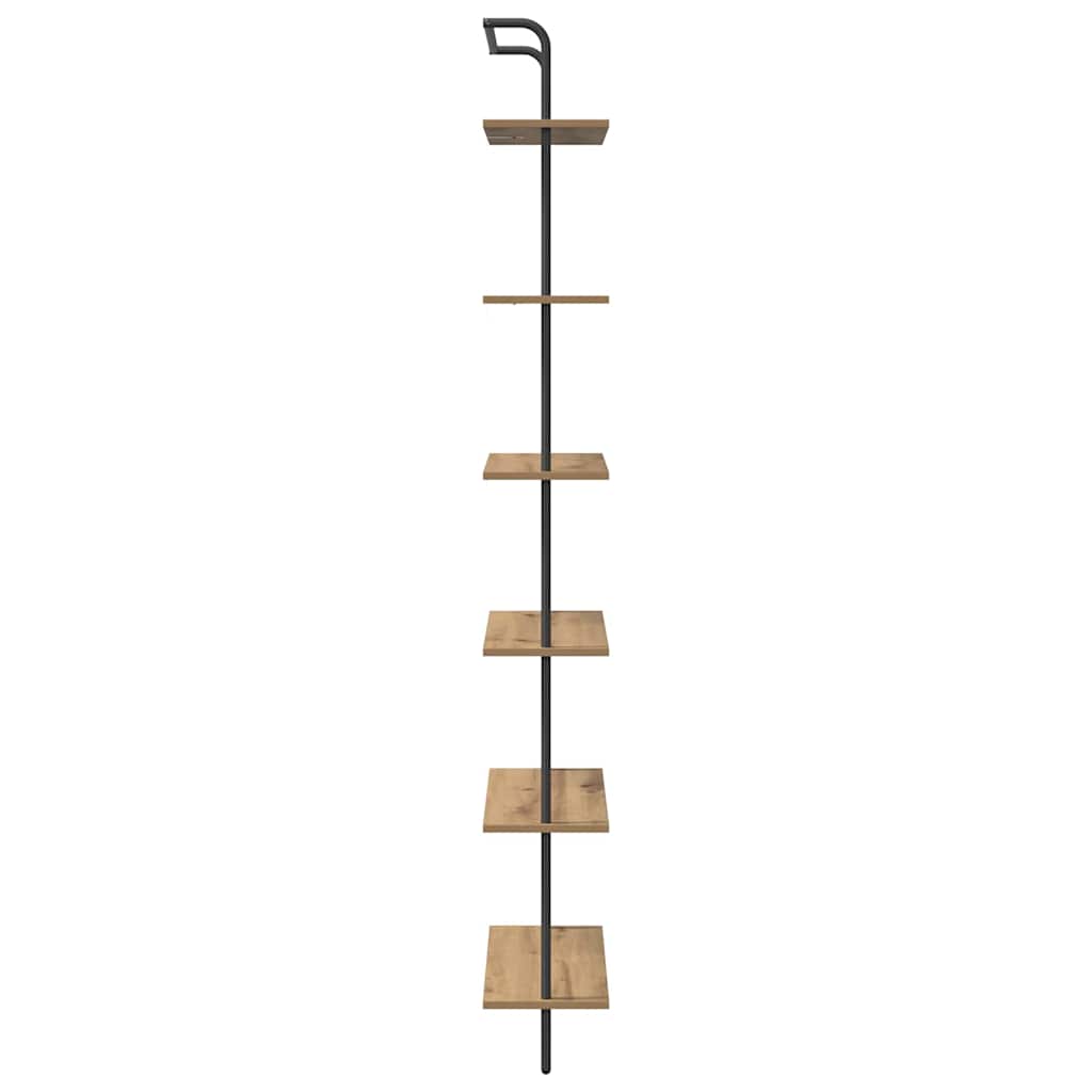 Bokhylle 6 nivåer 60 x 24 x 203 cm Konstruert tre Artisan Eik