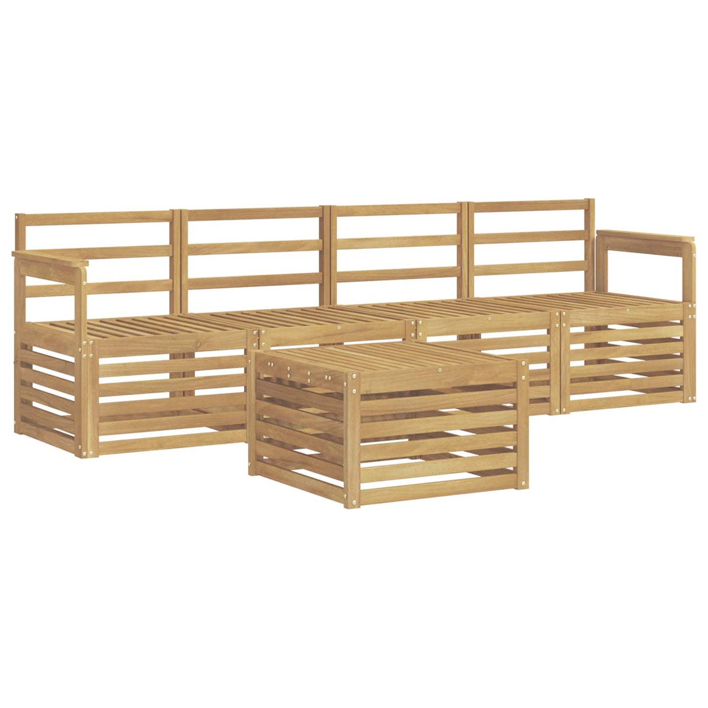 Utendørs sofa-sett 5 pcs Hvit Solid akasietre