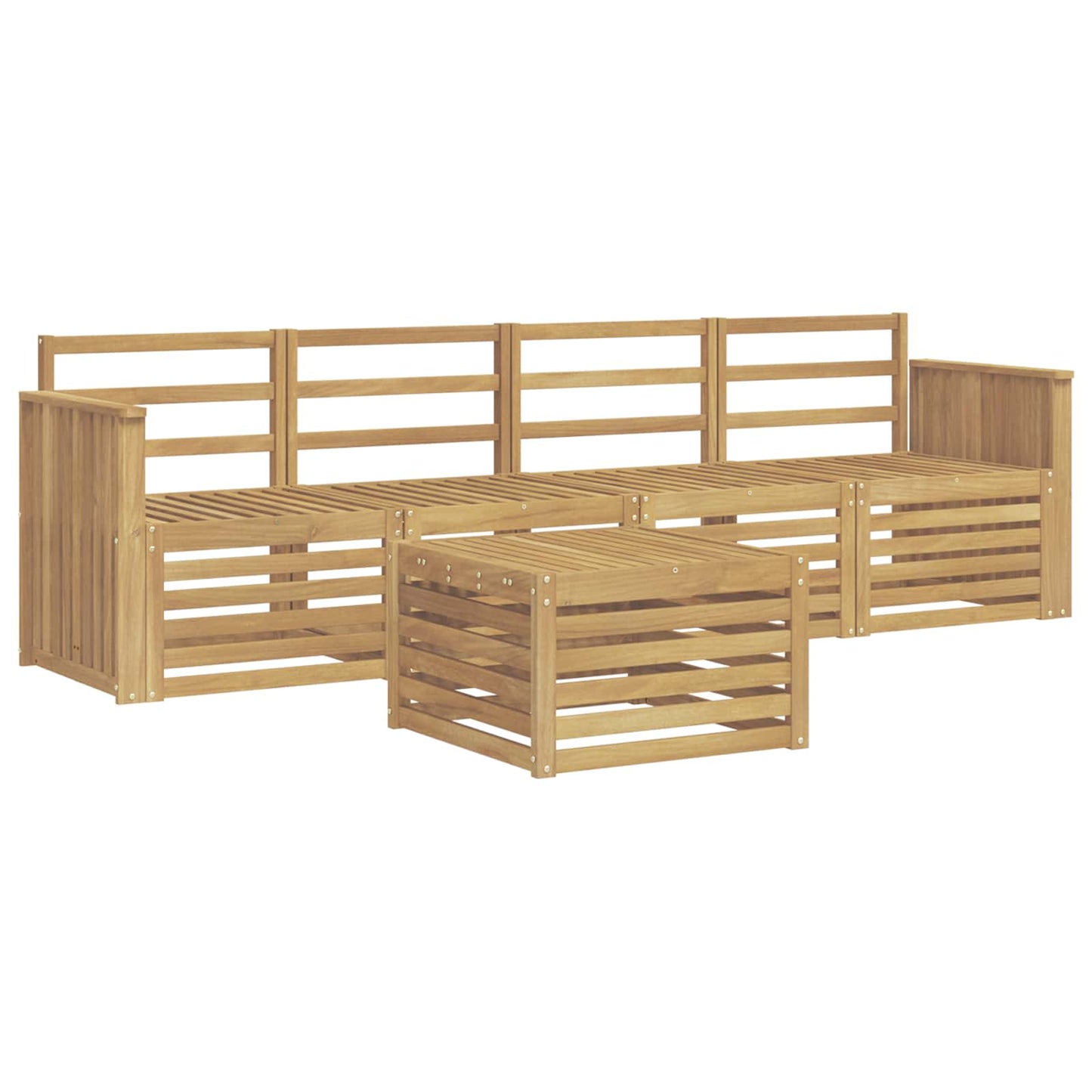 Utendørs sofa-sett 5 pcs Hvit Solid akasietre
