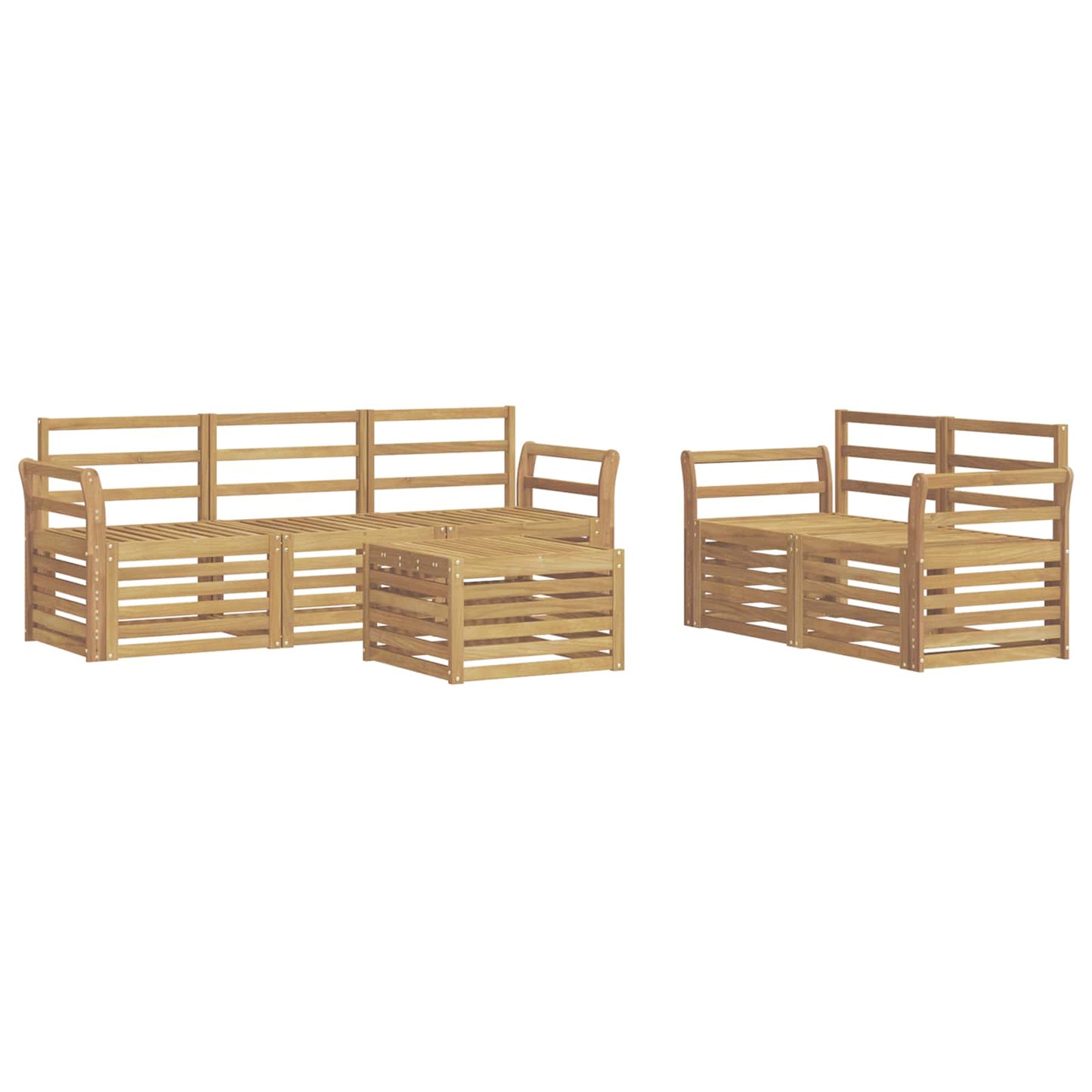 Utendørs sofa-sett 6 stk. Hvit Solid akasietre