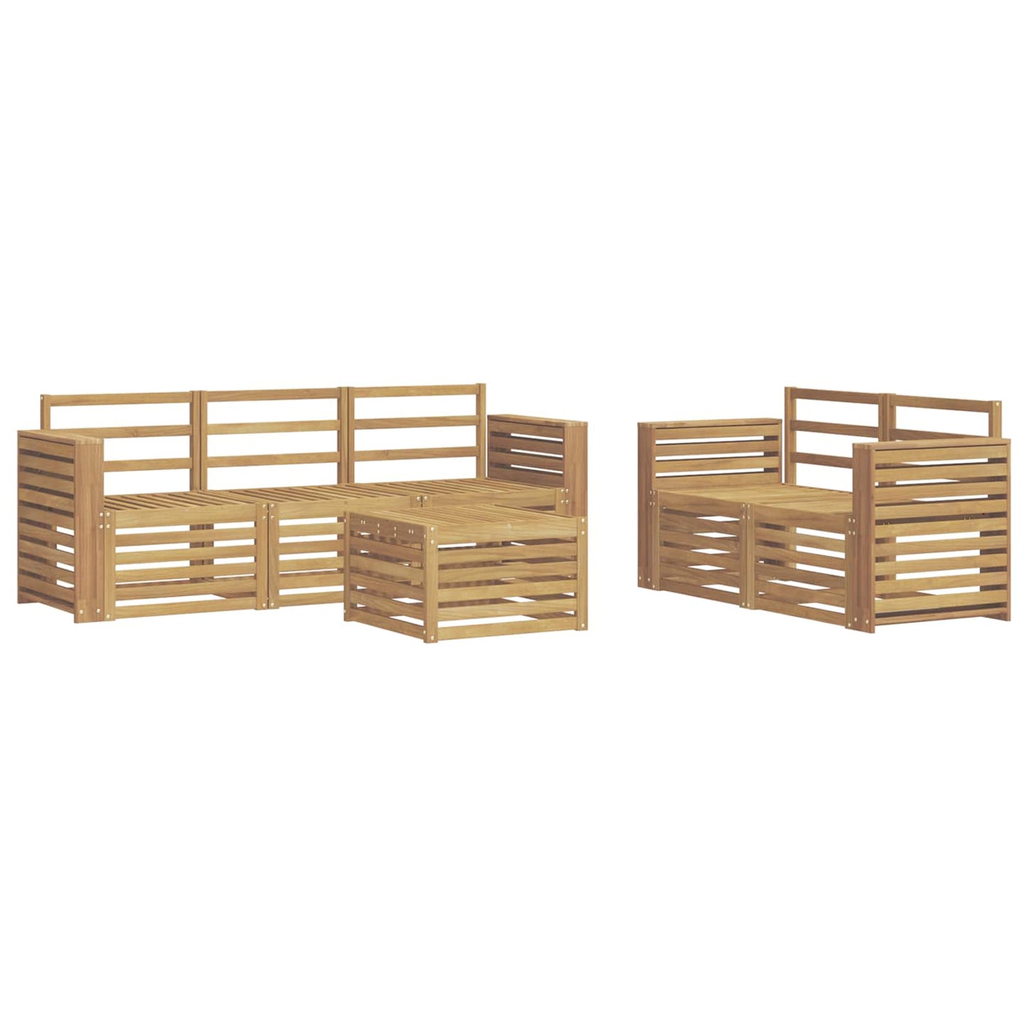 Utendørs sofa-sett 6 stk. Hvit Solid akasietre