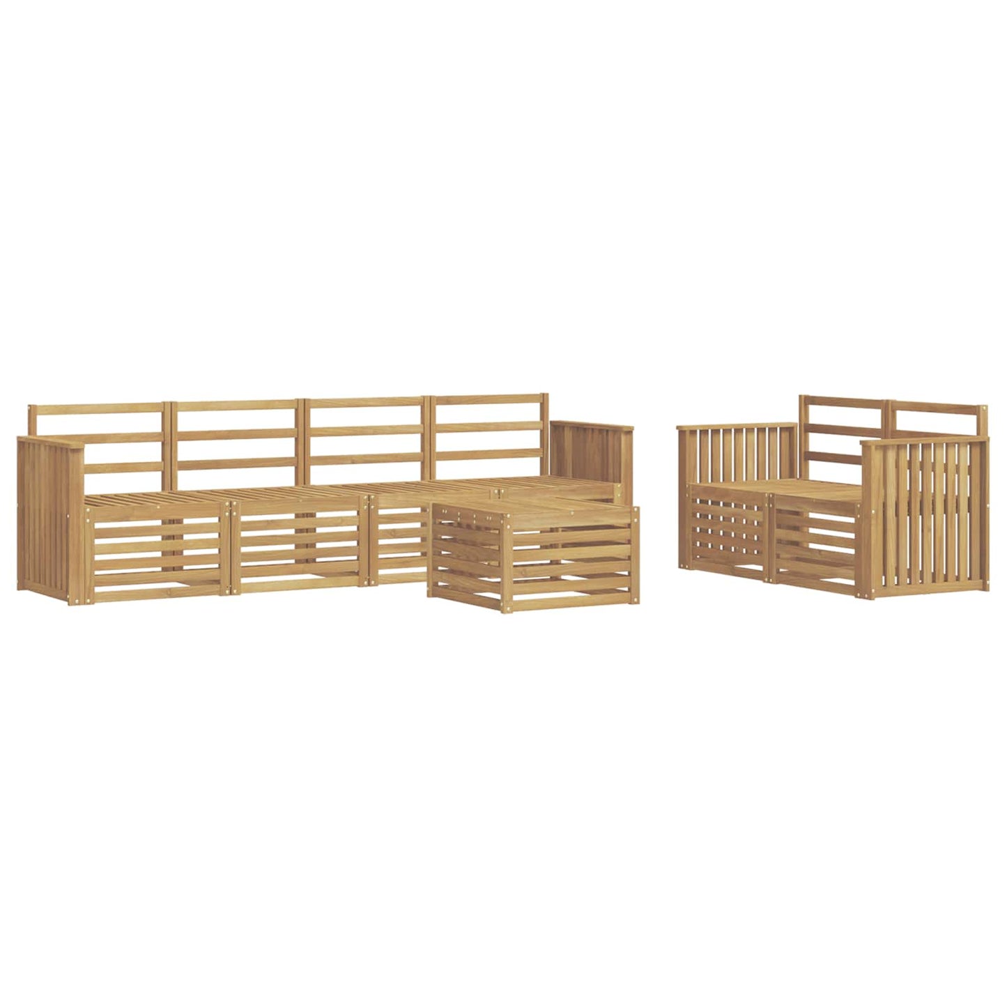 Utendørs sofa-sett 7 pcs Hvit Solid akasietre