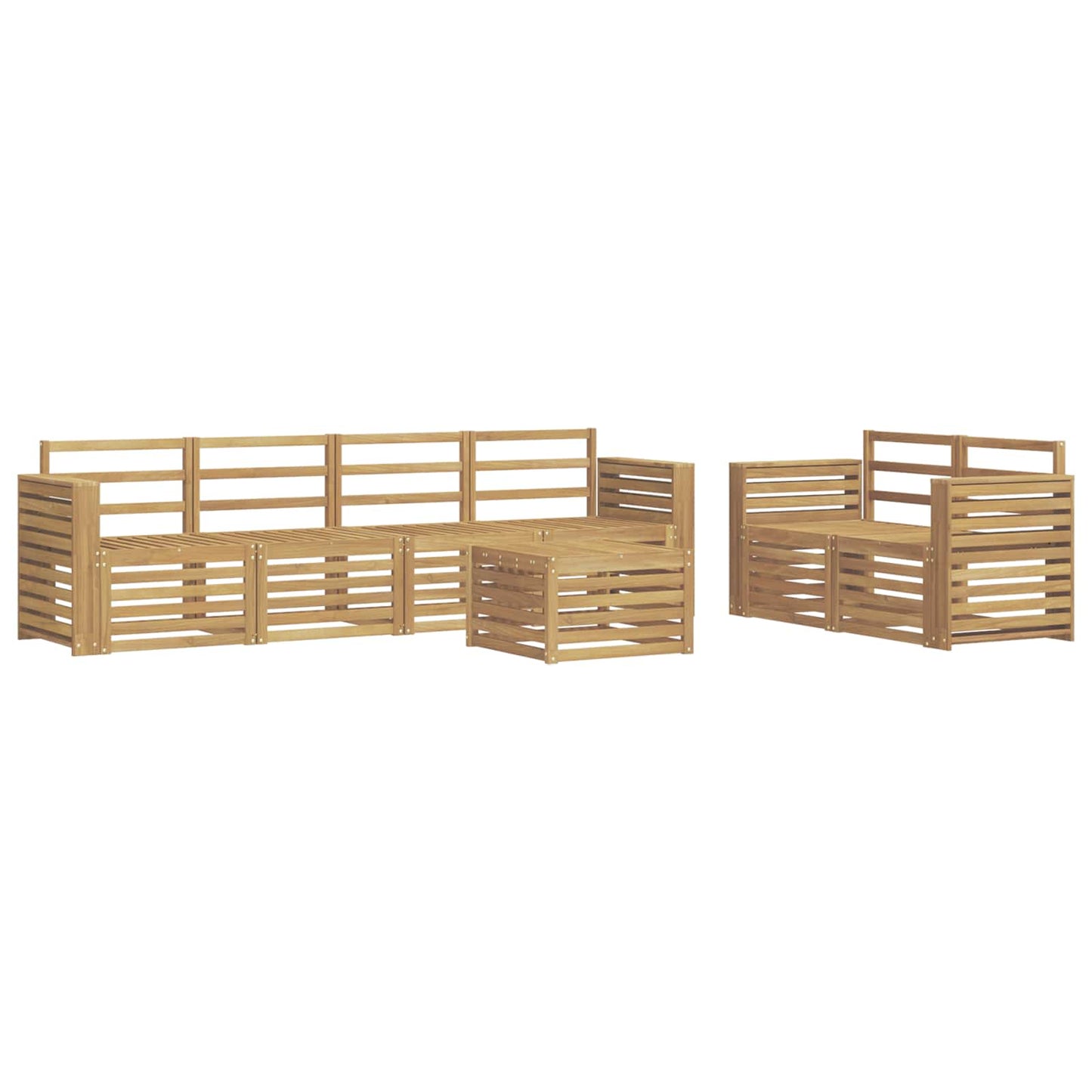 Utendørs sofa-sett 7 pcs Hvit Solid akasietre