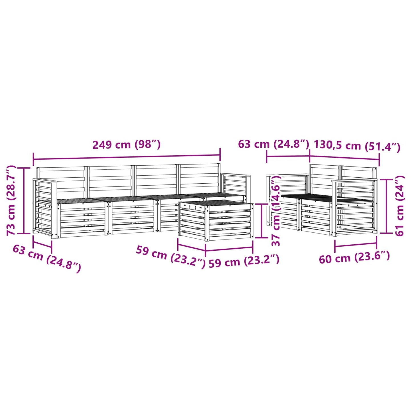 Sofasett Solid akasietre