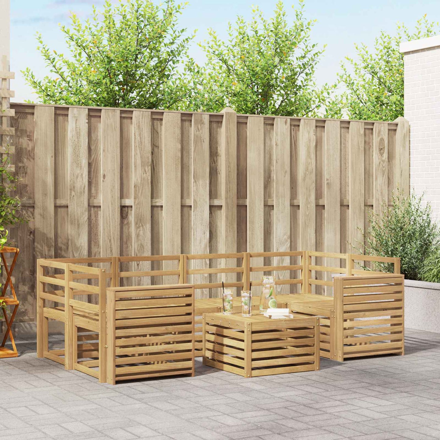 Utendørs sofa-sett 7 pcs Hvit Solid akasietre