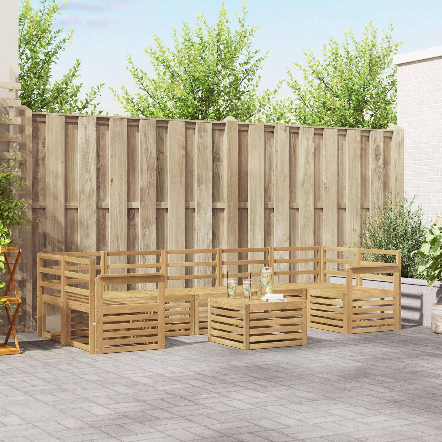 Utendørs sofa-sett 8 pcs Hvit Solid akasietre