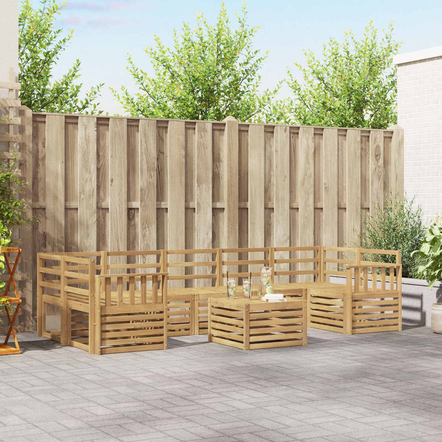 Utendørs sofa-sett 8 pcs Hvit Solid akasietre