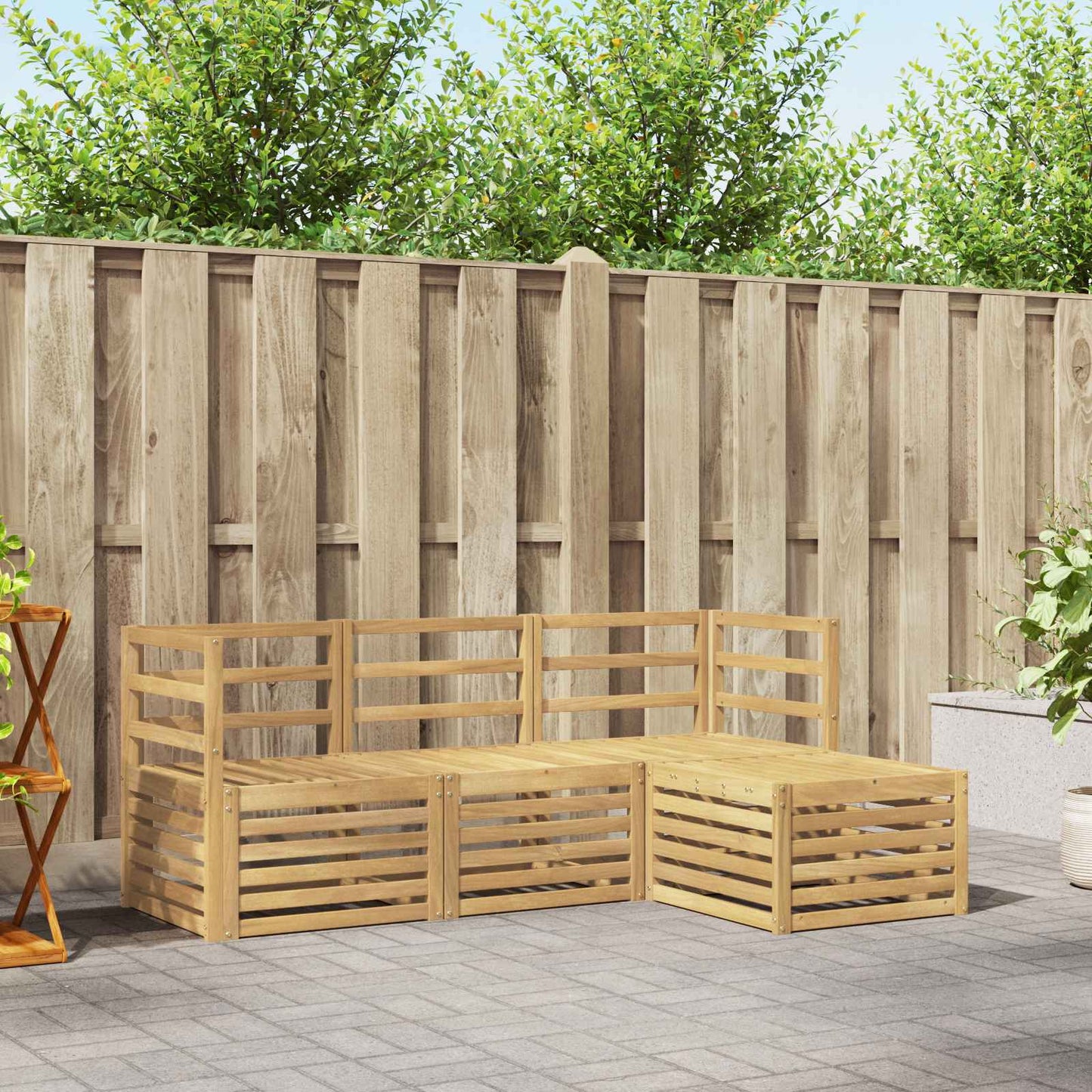 Utendørs sofa-sett 4 pcs Hvit Solid akasietre