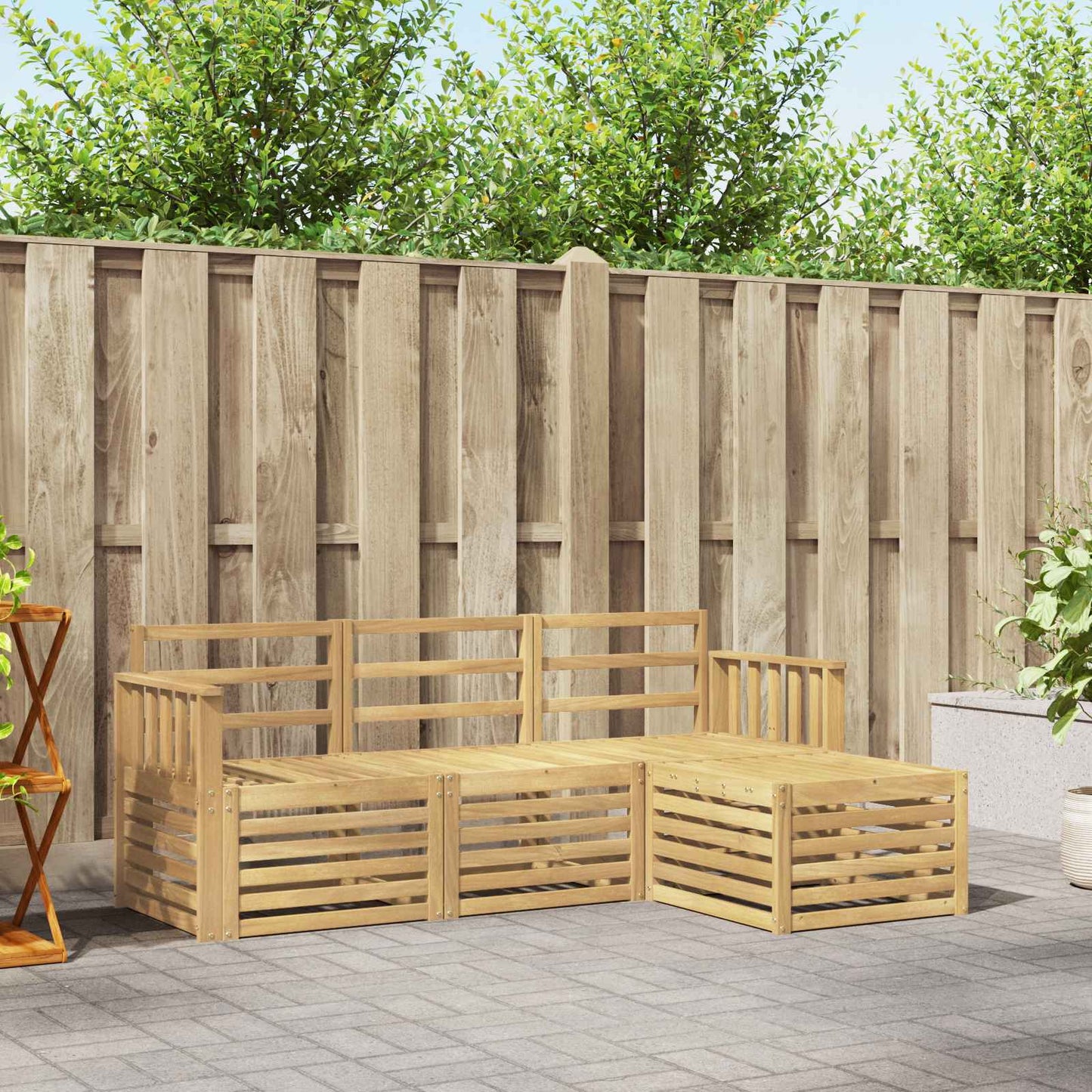 Utendørs sofa-sett 4 pcs Hvit 189,5 x 122,5 x 73 cm