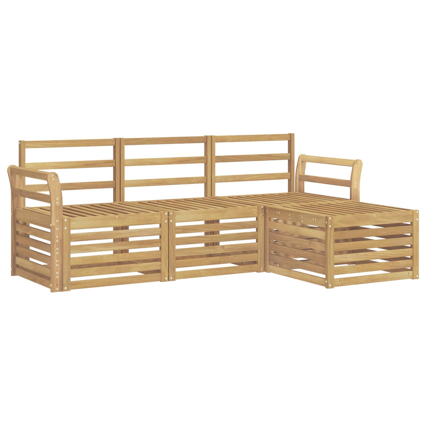 Utendørs sofa-sett 4 stk. Hvit Solid akasietre