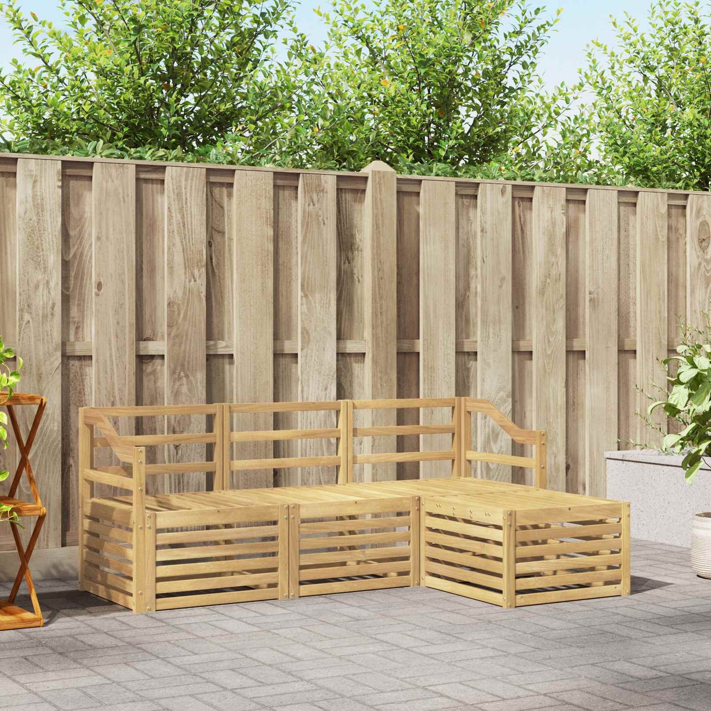 Utendørs sofa-sett 4 pcs Hvit Solid akasietre