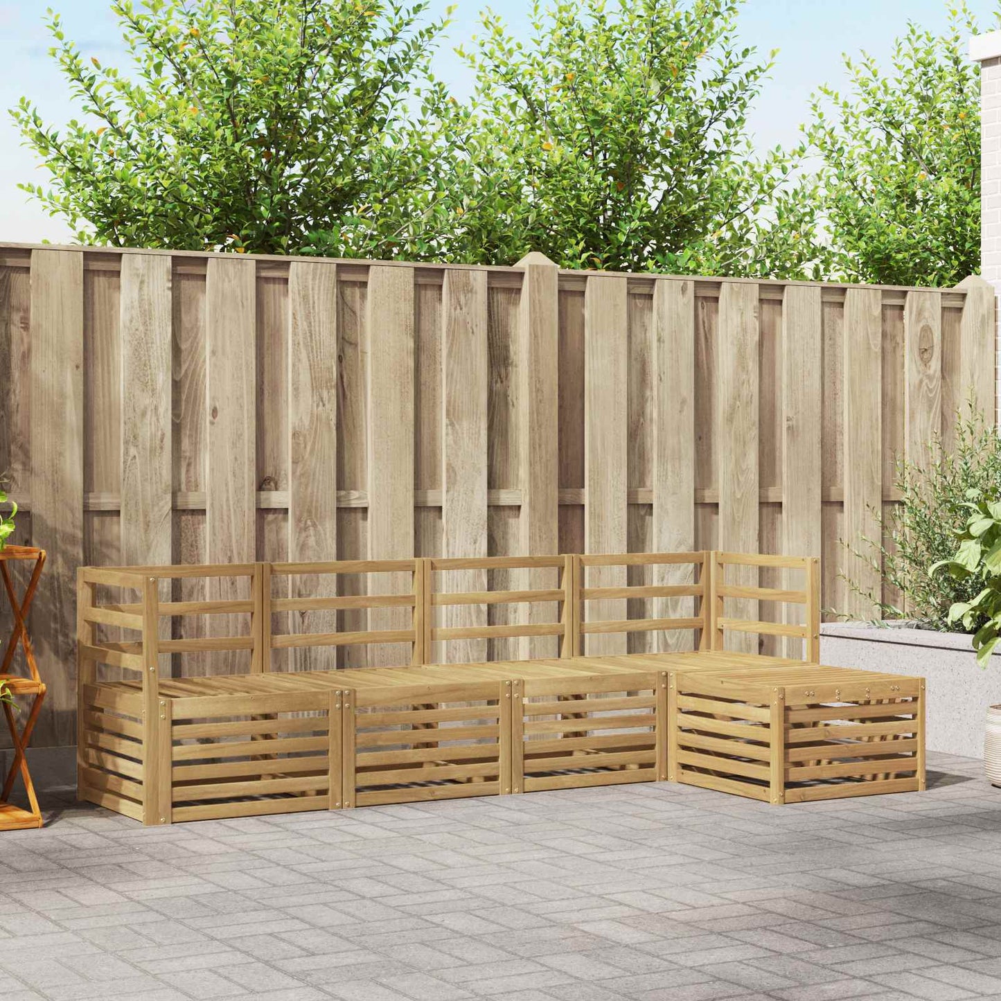 Utendørs sofa-sett 5 pcs Hvit Solid akasietre
