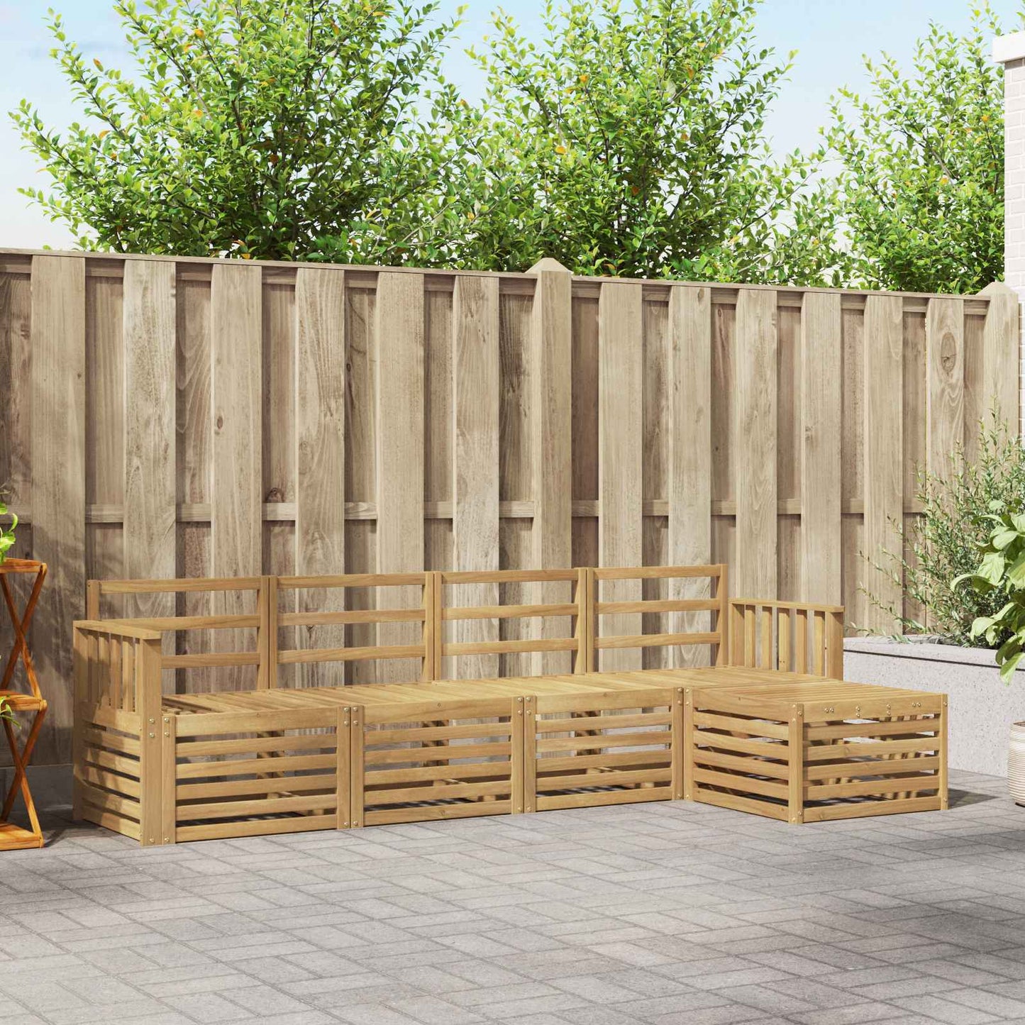 Utendørs sofa-sett 5 pcs Hvit 249 x 122,5 x 73 cm