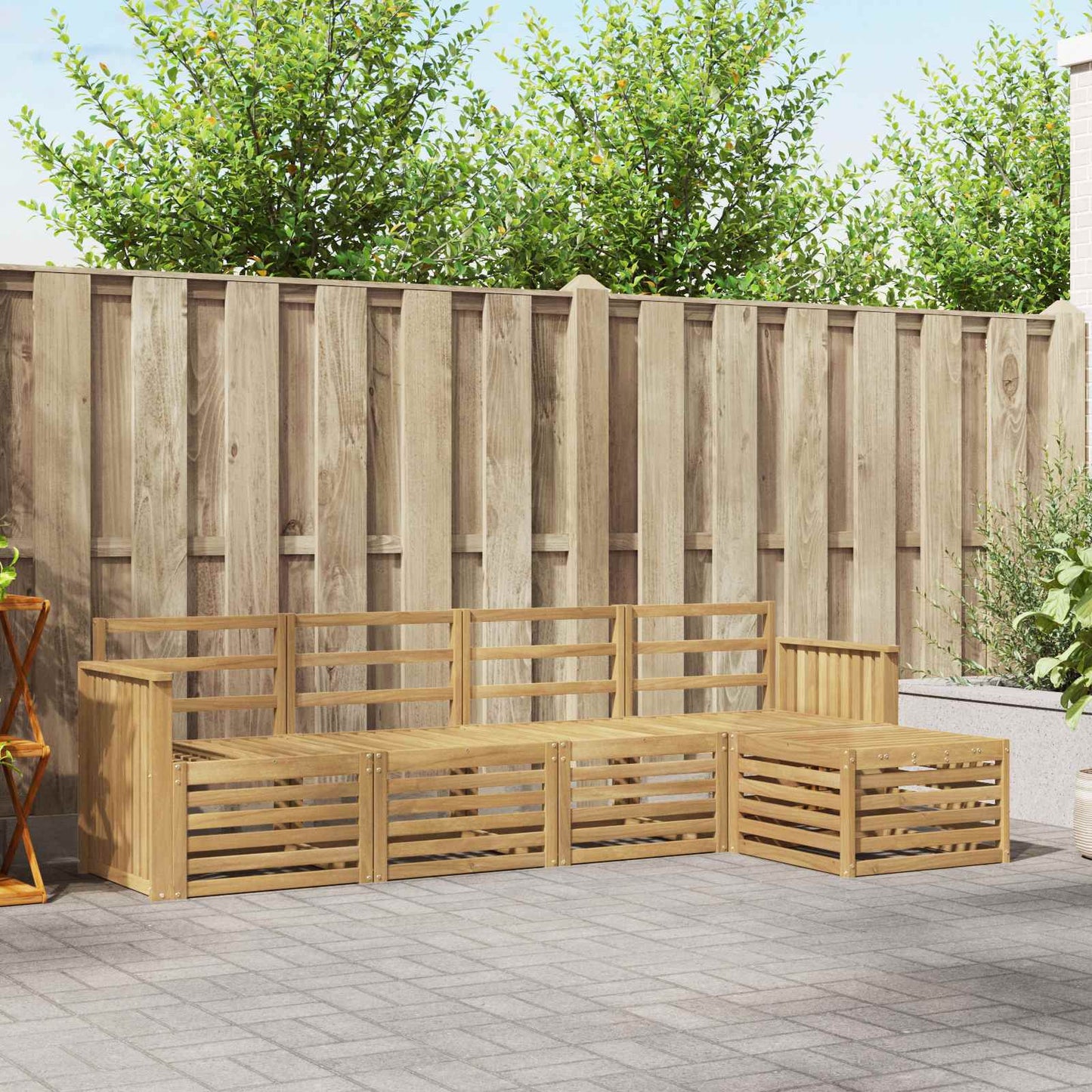 Utendørs sofa-sett 5 stk. Hvit Solid akasietre