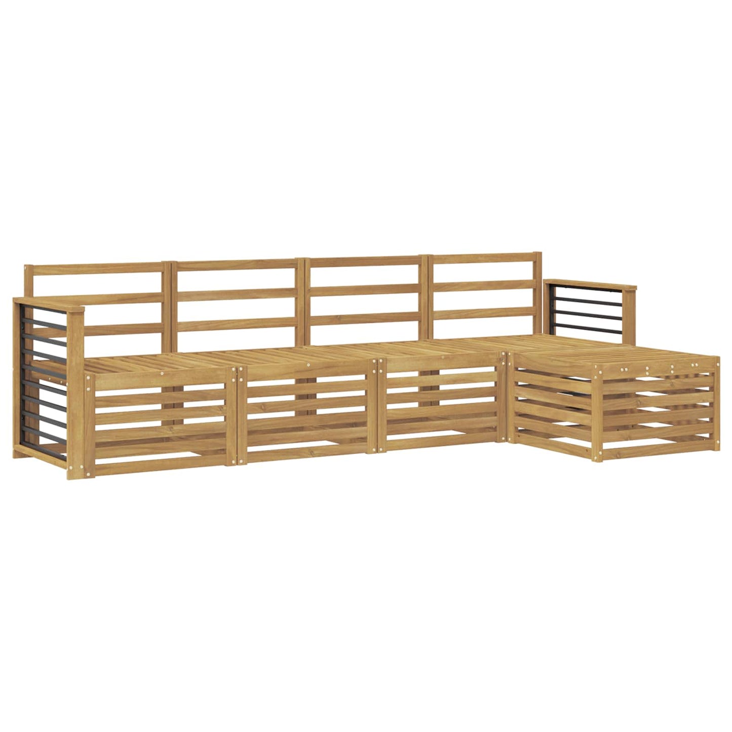 Utendørs sofa-sett 5 pcs Hvit Solid akasietre