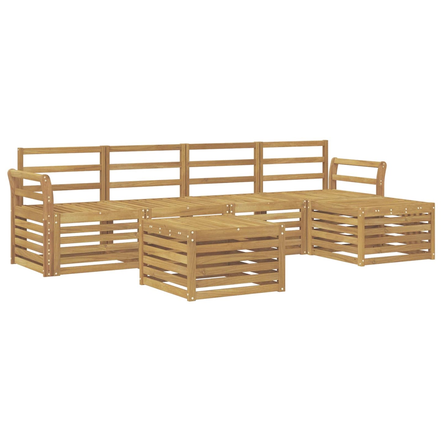 Utendørs sofa-sett 6 stk. Hvit Solid akasietre